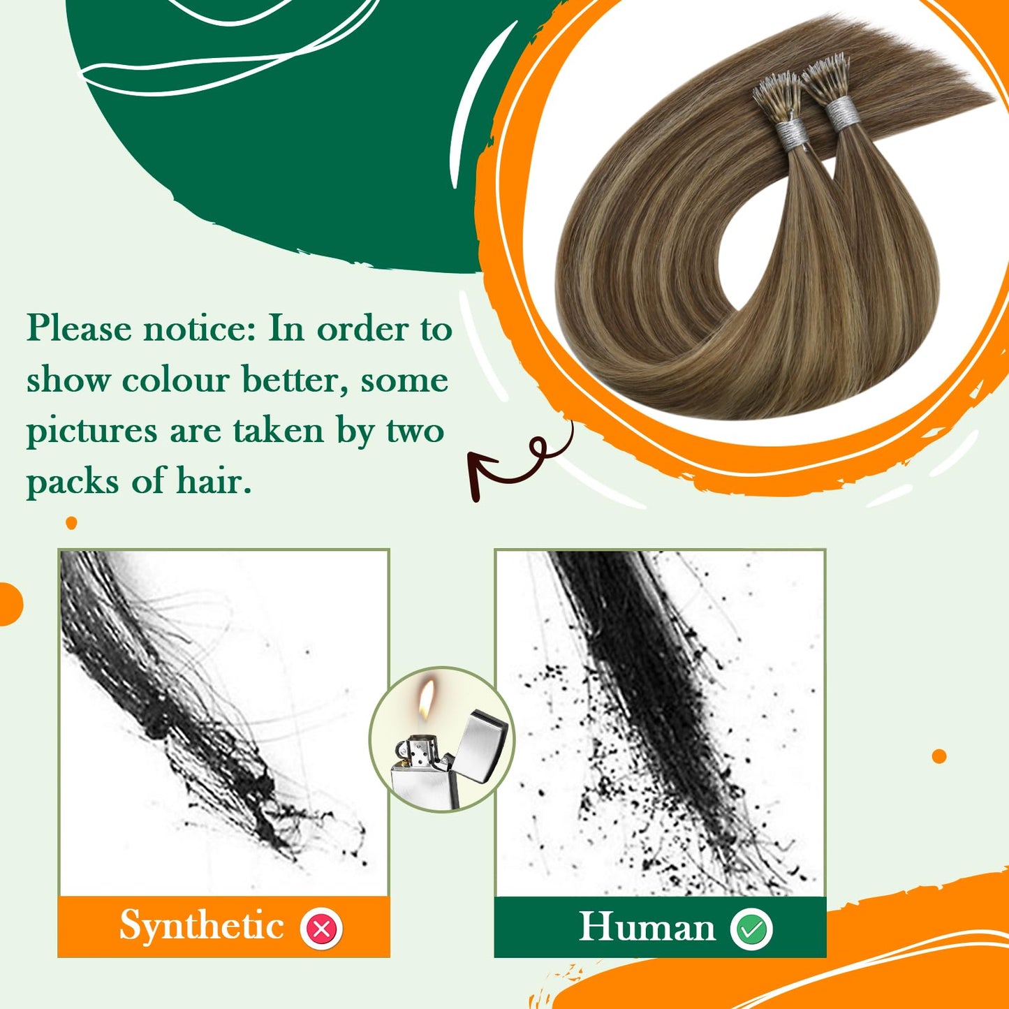 Easyouth Nano Beads Extensions Human Hair Seamless Nano Tip Hair Extensions Real Hair Brown Highlight Strawberry Blonde Nanos Ri