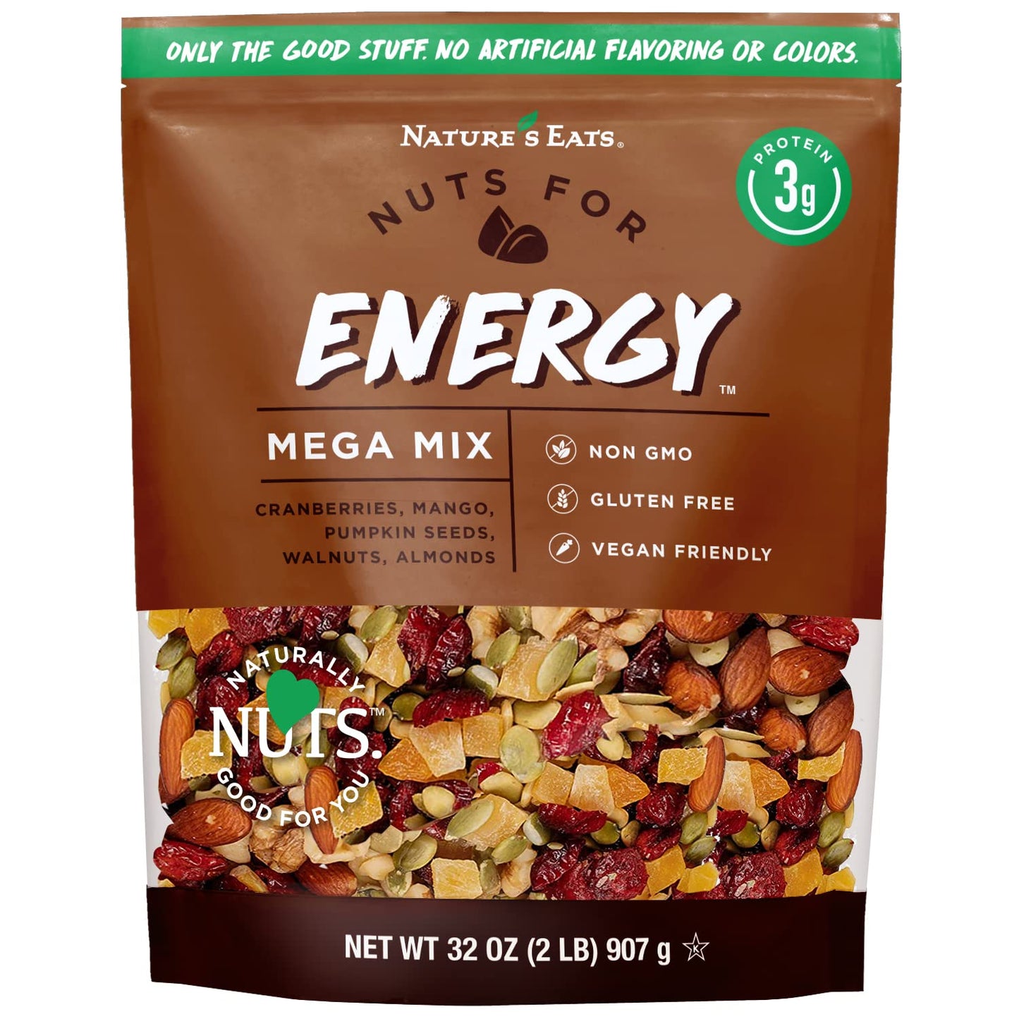 Natures Eat Mega Trail Mix - Mix Dried Fruit - Gluten Free Snacks Healthy Snacks for Kids & mature-themeds - Vegan & Organic Fruit - Reaselable Bag 32 Ounce (Pack of 1)
