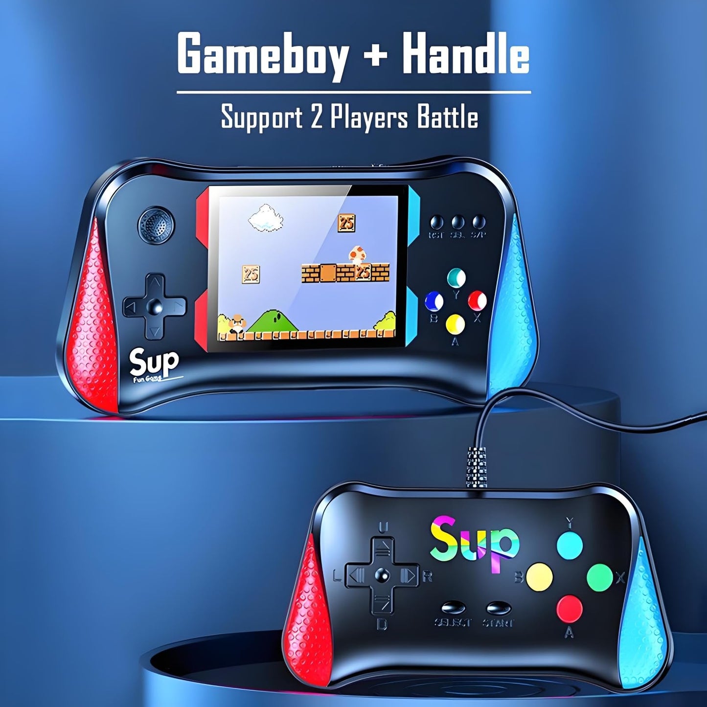 SUP Retro Handheld Game Console, 500 Classic Games, 3.5'' LCD Screen Handheld Video Game Console, Support 2 Players and TV Connection, Classic Fun for All Age (Black)