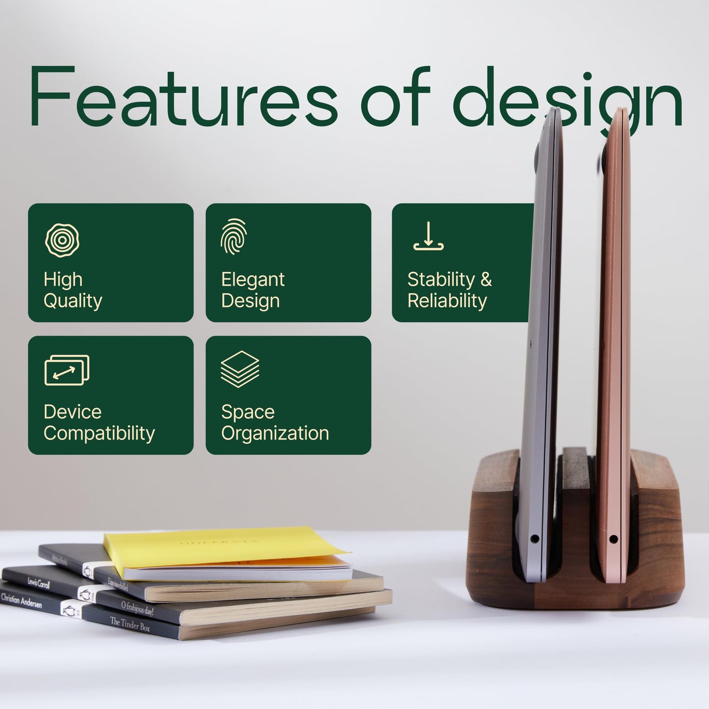 Thehrdwoodcom Laptop Stand Vertical Laptop Holder For Desk - All Macbook Vertical Stand Up To 0.7 Thick - Handmade Macbook Hol