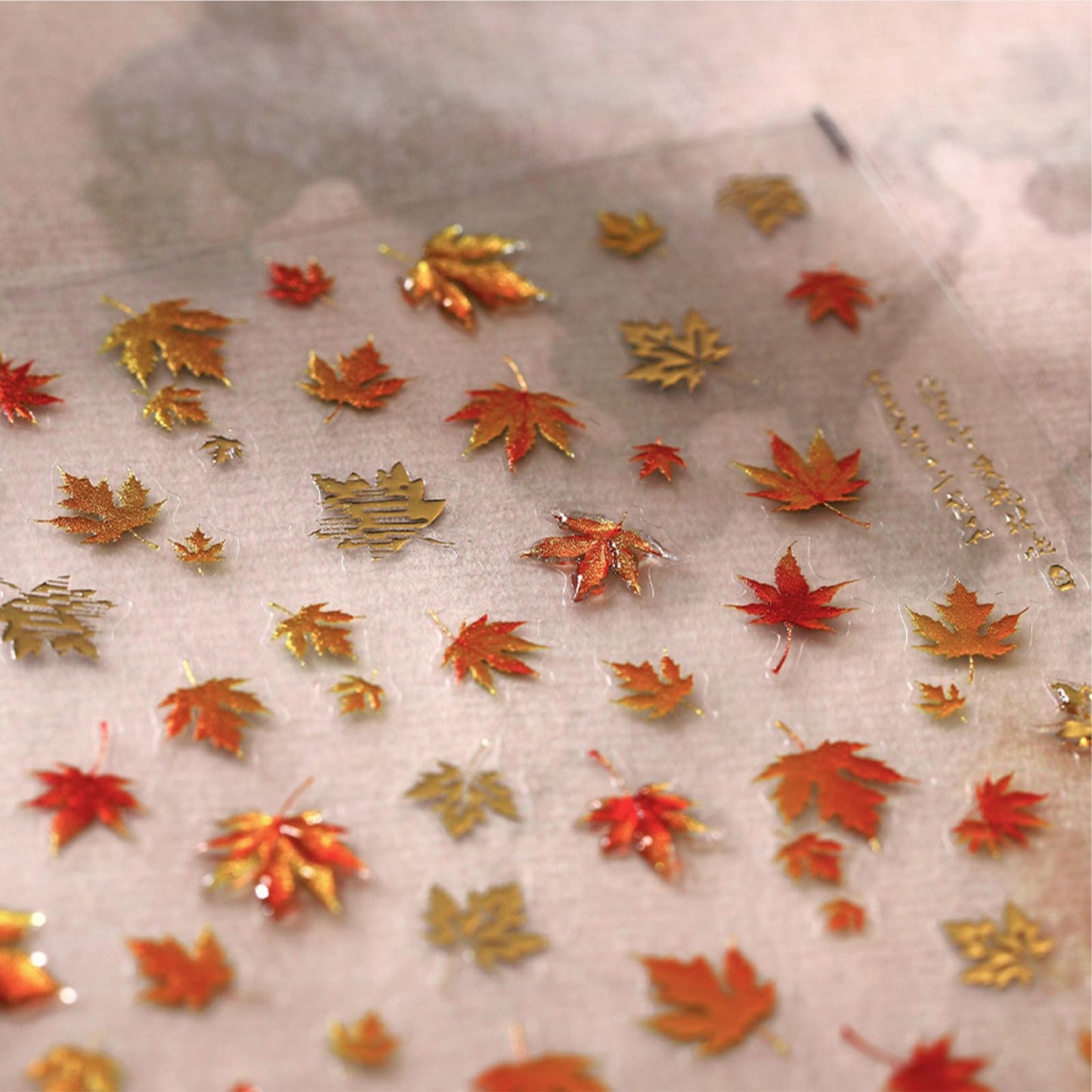 5D Embossed Autumn Maple Leaves Nail Art Stickers Glitter Gold Jelly Maple Leaf for Nail Stickers Thanksgiving Day Fall Gold Lea