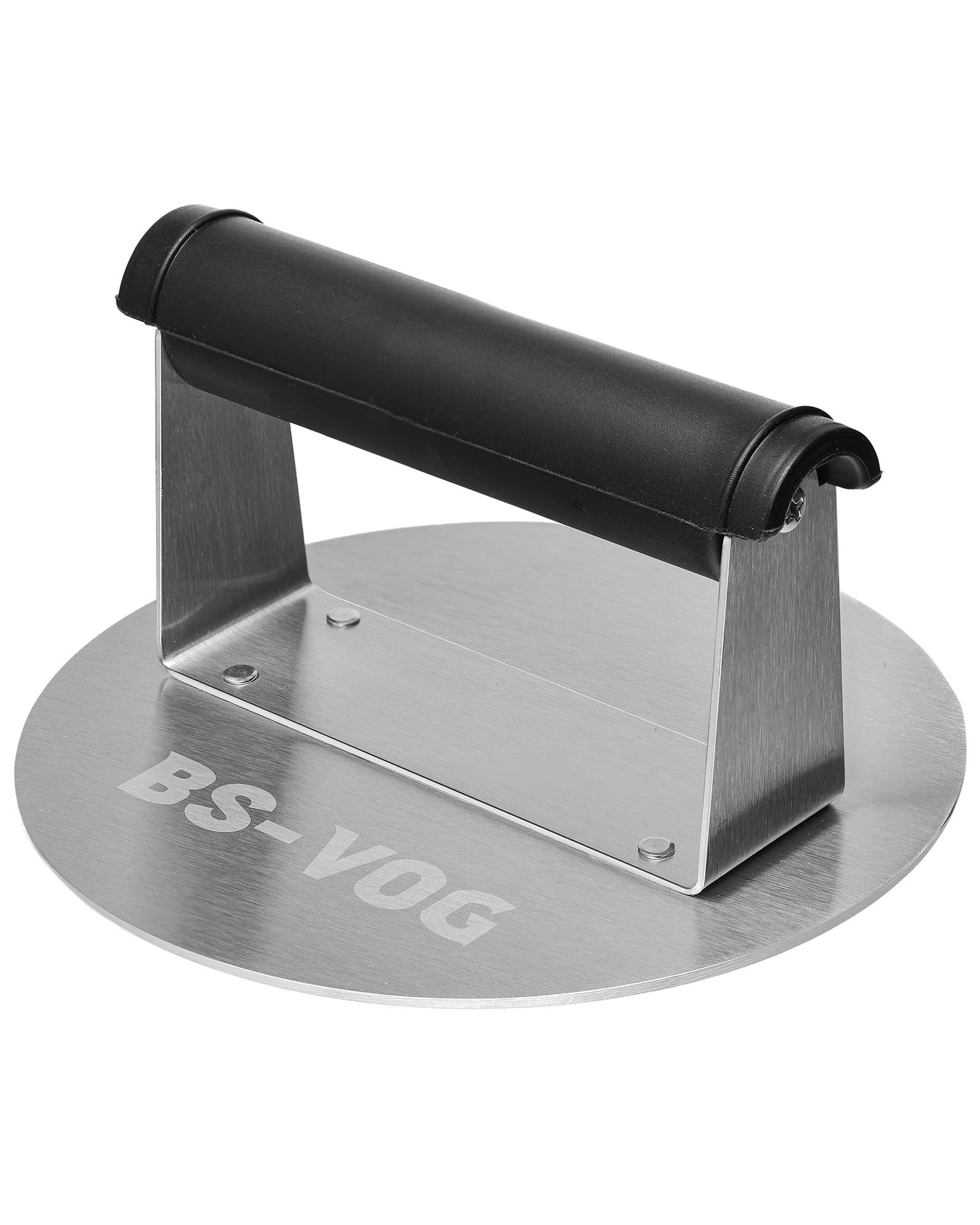 BS-VOG Burger Press, 6.3 Inch Stainless Steel Burger Smasher with Anti-Scald Handle, Non-Stick Round Hamburger Press for Griddle