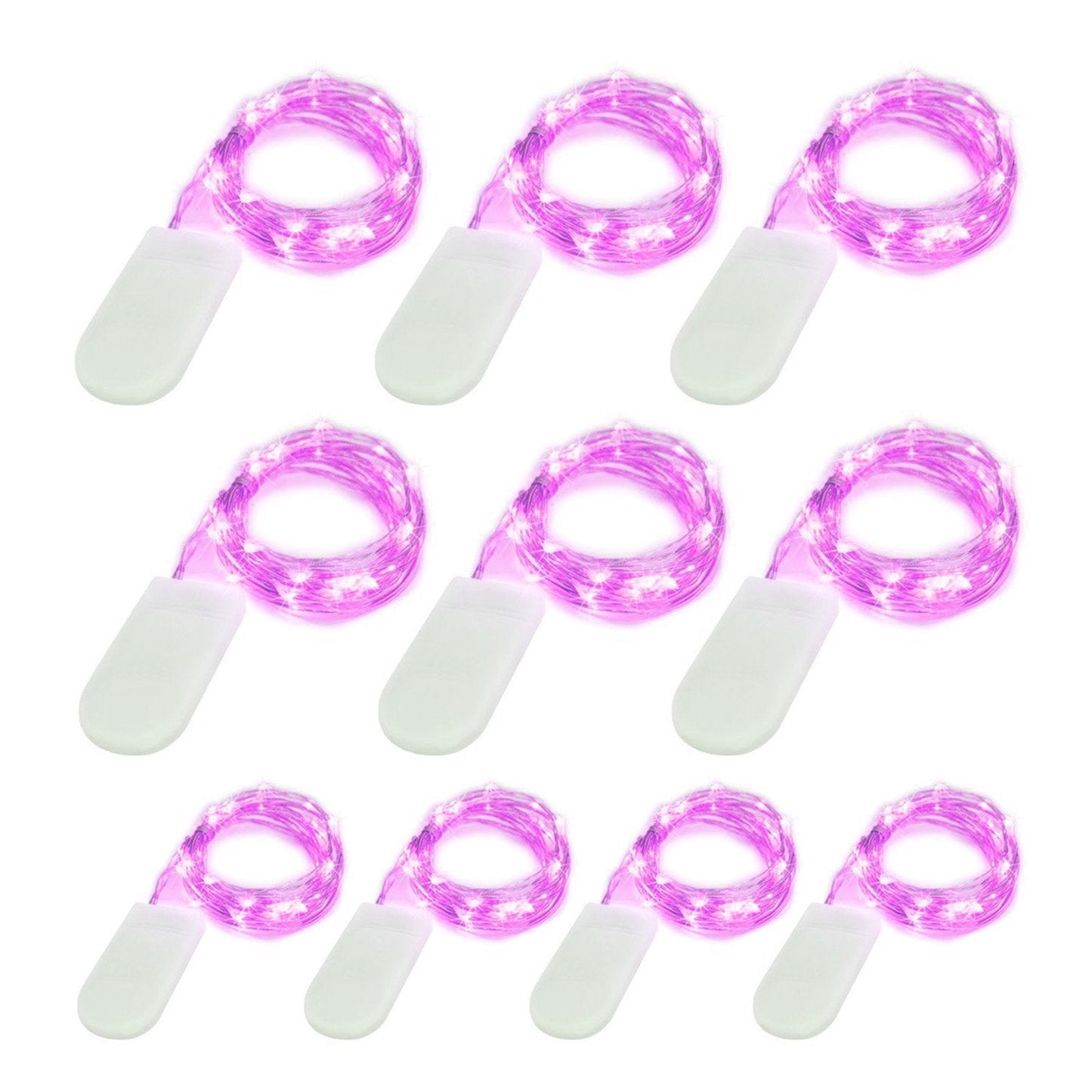 LIIDA LED String Lights 10-Pack, 6.6FT Purple Moon Lights, 20 LED Micro Lights on Silver Copper Wire, Batteries Included