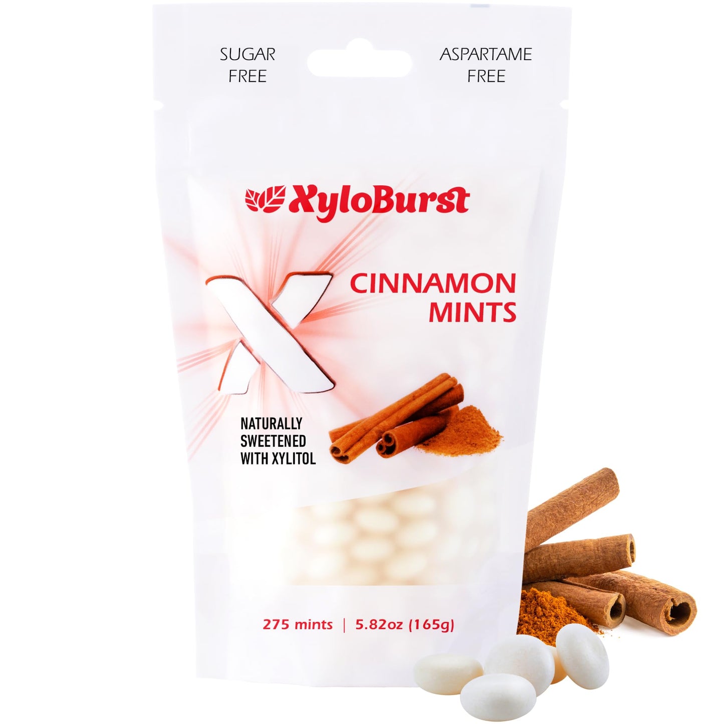 XyloBurst - Xylitol Mints | Sugar Free Breath Mint for Oral Health | Gluten Free Vegan Keto Friendly | Aspartame Free Mints | Cinnamon | 275 Count