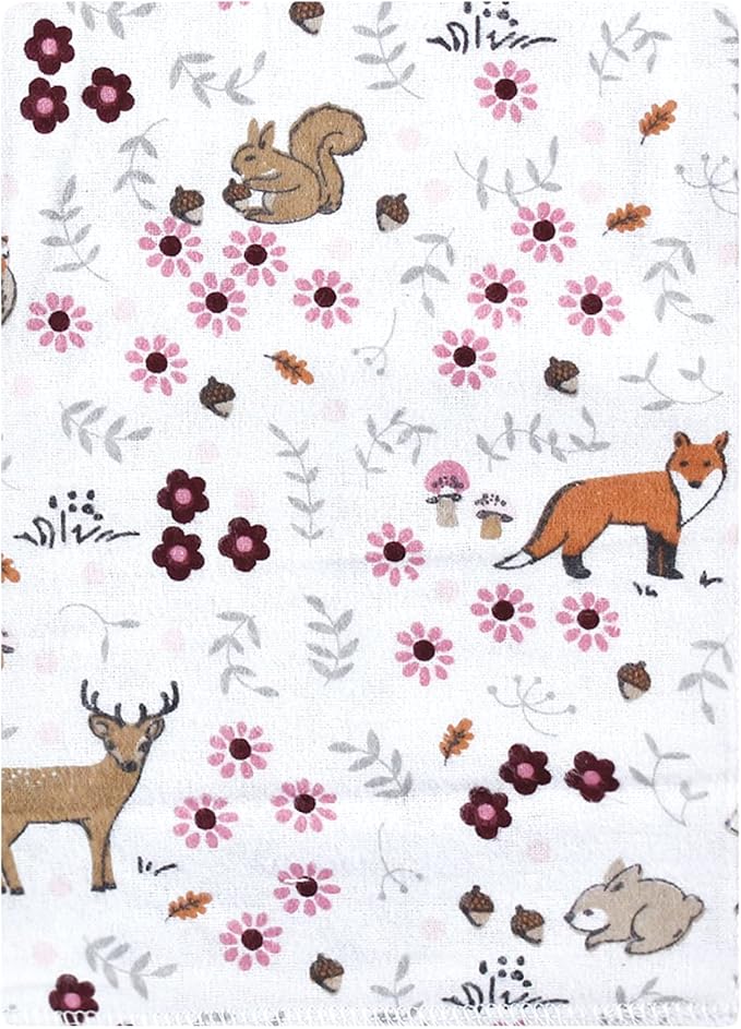 Luvable Friends Hudson Baby Flannel Burp Cloths 12pk, Forest Woodland