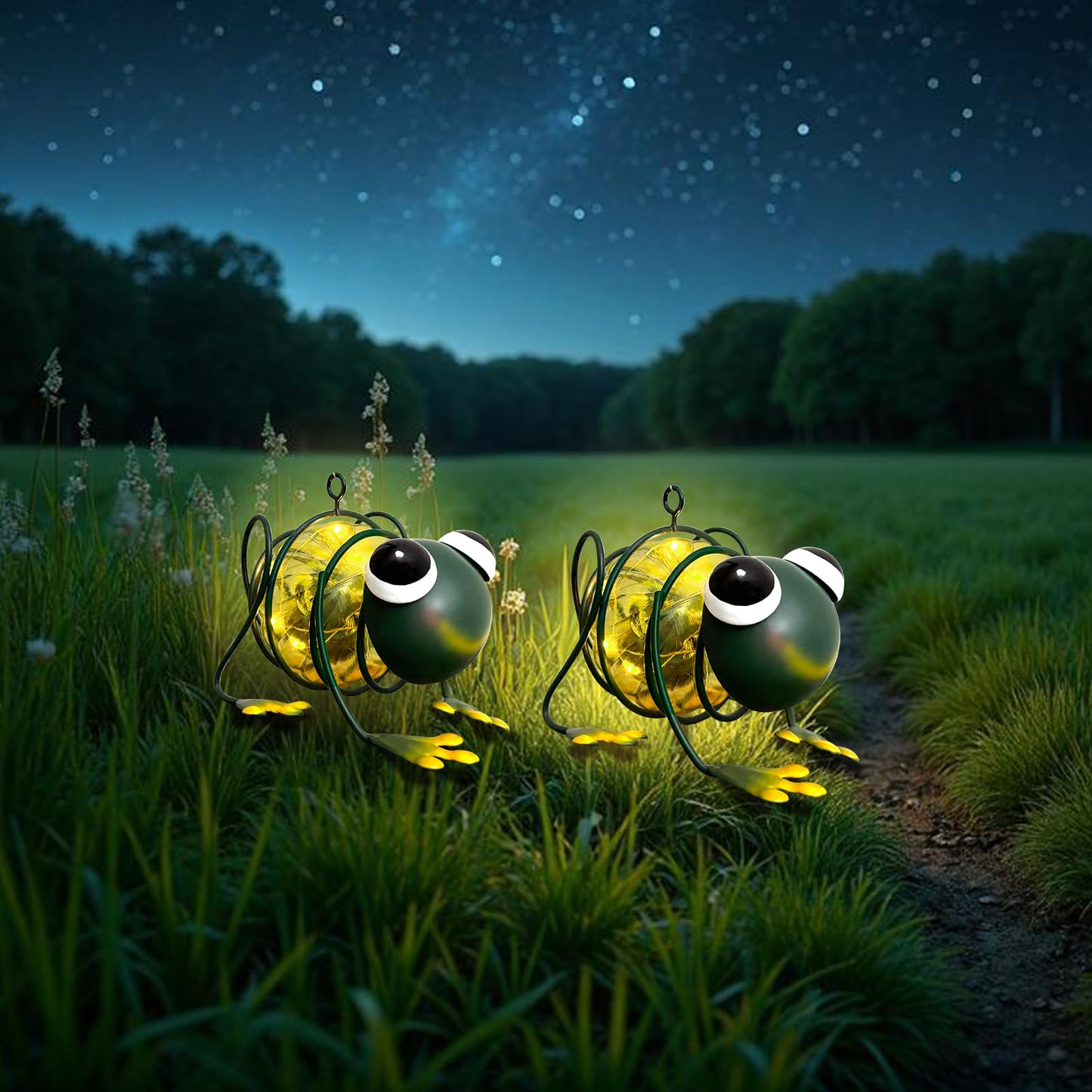 Evolux Solar Outdoor Frog Lights For Garden - Outdoor Statues Figurine Lights For Lawn Patio Balcony Yard Ornament Cut Housewarming Gifts(2 Pcs)