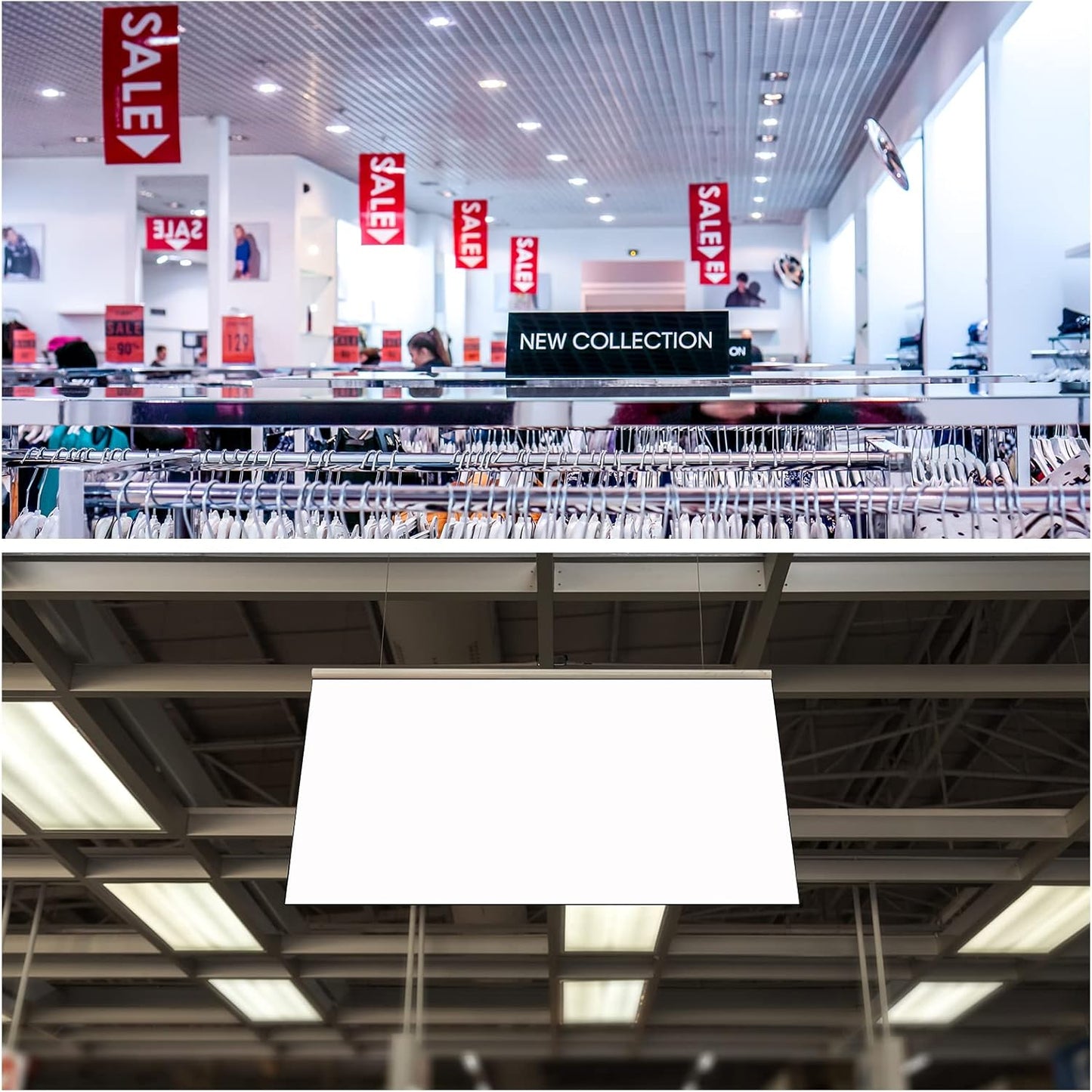 MECCANIXITY PVC Poster Hanger Rail Poster Strip Bar 150cm/59inch Clear with Clips for Poster, Map, 4 Set