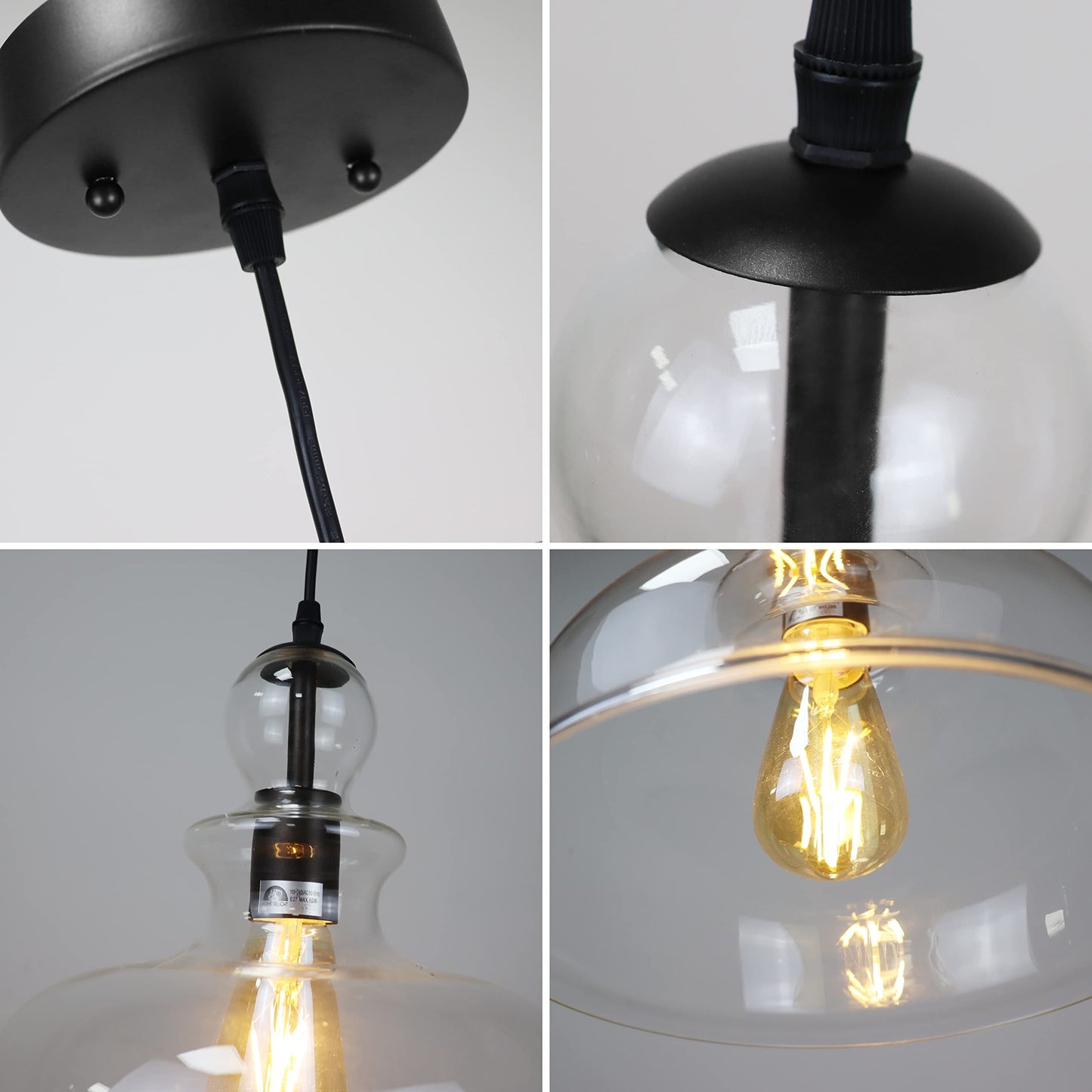 Chloe Lighting TILIAN 1 Light Ceiling Pendant, 12in Wide, Matt Black, Glass, Model CH6S804BK12-DP1