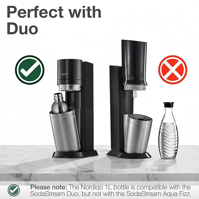 Stainless Steel Carbonating Bottle 33 oz | Compatible with Aarke Carbonator 3, Sodastream (Excl. model Aqua Fizz + Jet) & many others | Dishwasher Safe | No Expiration Date