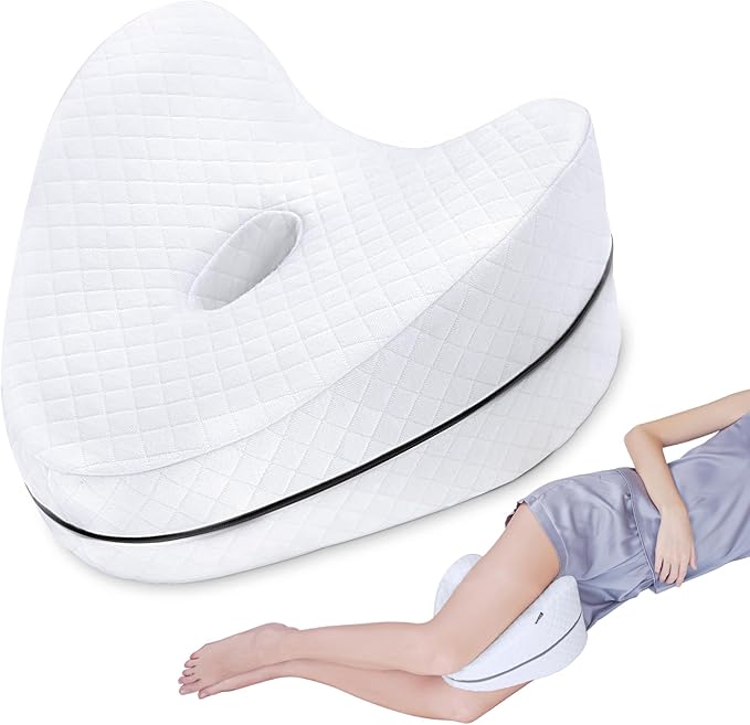 SAHEYER Knee Pillow for Side Sleepers, Momory Foam Leg Pillow for Side Sleeping, Heart Shape Leg Elevation Pillow, Washable Cover Knee Support Pillow for Spine Alignment, Sciatica Relief, Post Injury