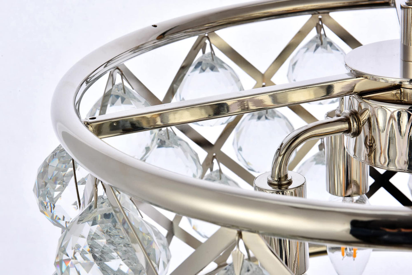 Elegant Lighting Madison Collection 4-Light Pendant Lamp, 16in Depth x 9in Height, Polished Nickel Finish, Crystal, Model 1214D16PN/RC