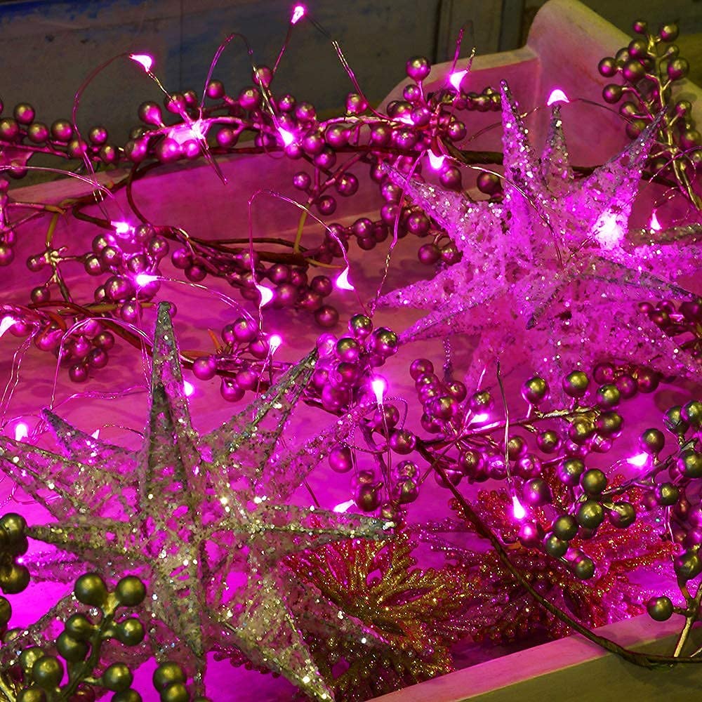 JosMega Solar Powered Fairy String Lights, 66ft, 200 LEDs, Waterproof, 8 Modes, Pink, Model 746593908773