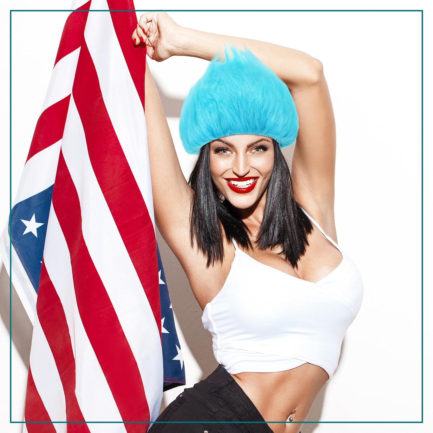 Geyoga 2 Pcs Unisex Funny Wig Hairy Costume Funky Hairband Crazy Wig Hair for Halloween Costume Party (Sky Blue)