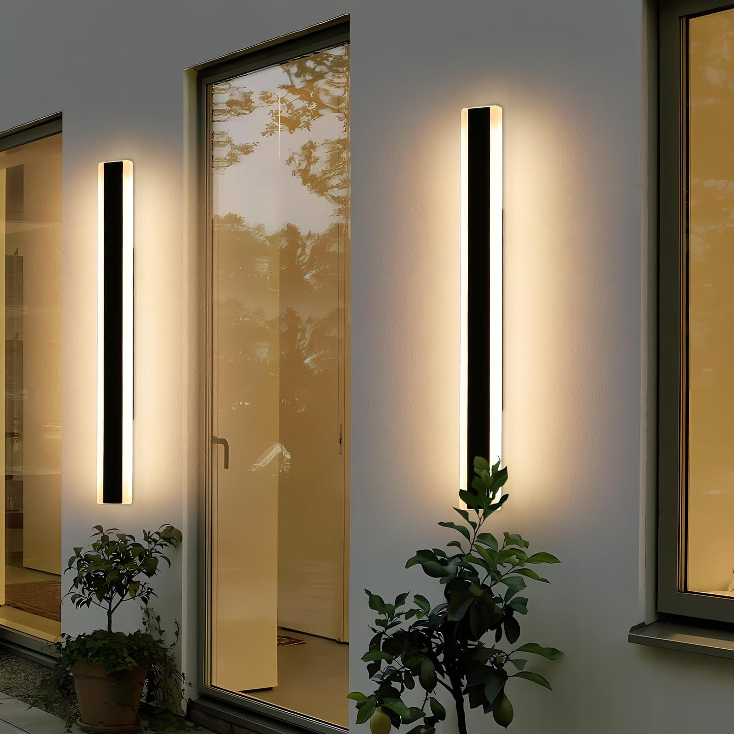 Mikeru 2Pack 47.2Inch Outdoor Wall Light Fixtures 10%-100% Dimmable Outdoor Wall Lights Exterior Front Porch Light 3000-6000K Wall Mounted Led Lighting For Basement Shop Garage Lighting