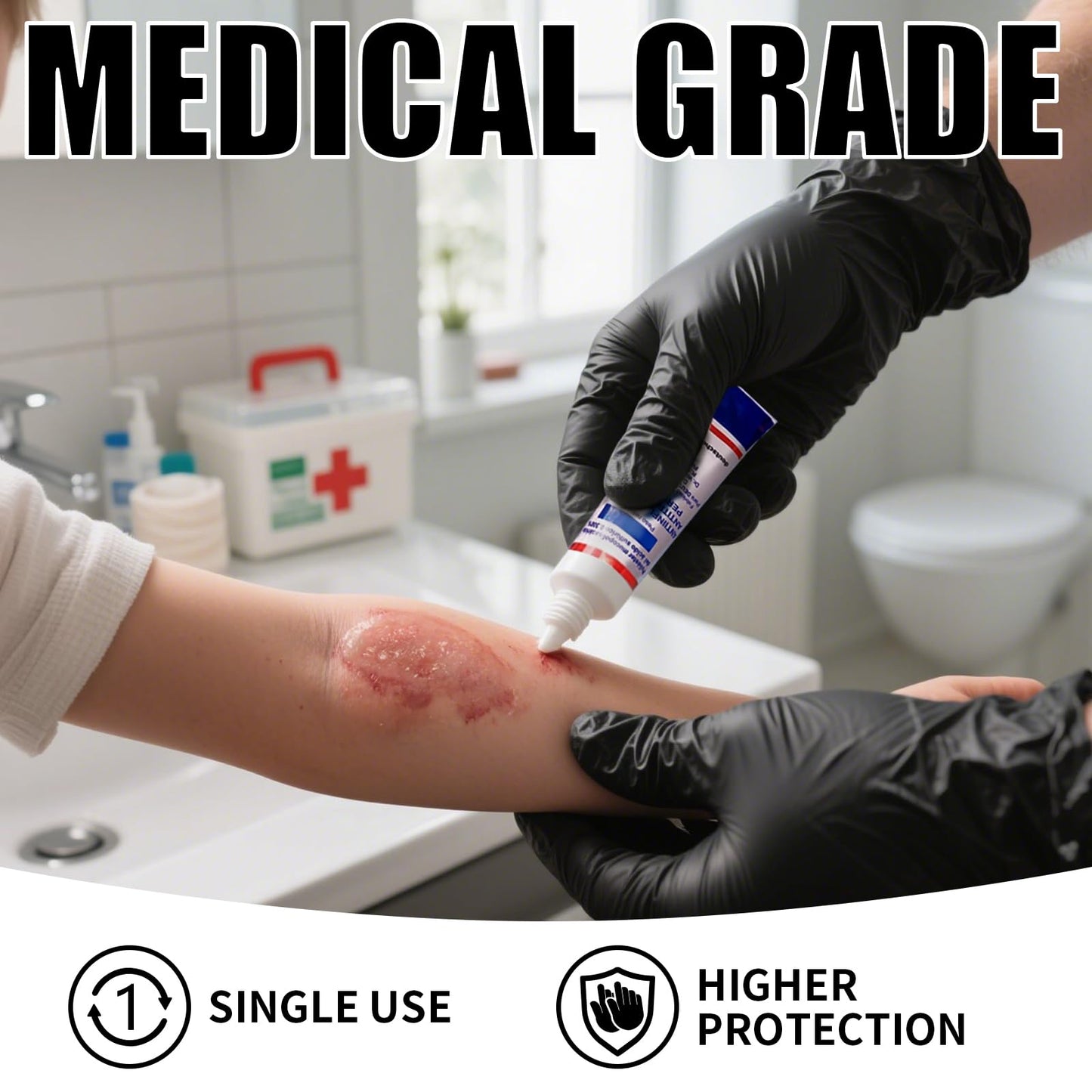 FINITEX Nitrile Disposable Latex-Free Gloves Black - 3.5mil 100PCS Powder-Free Cleaning Medical Exam Food Glove (Large)