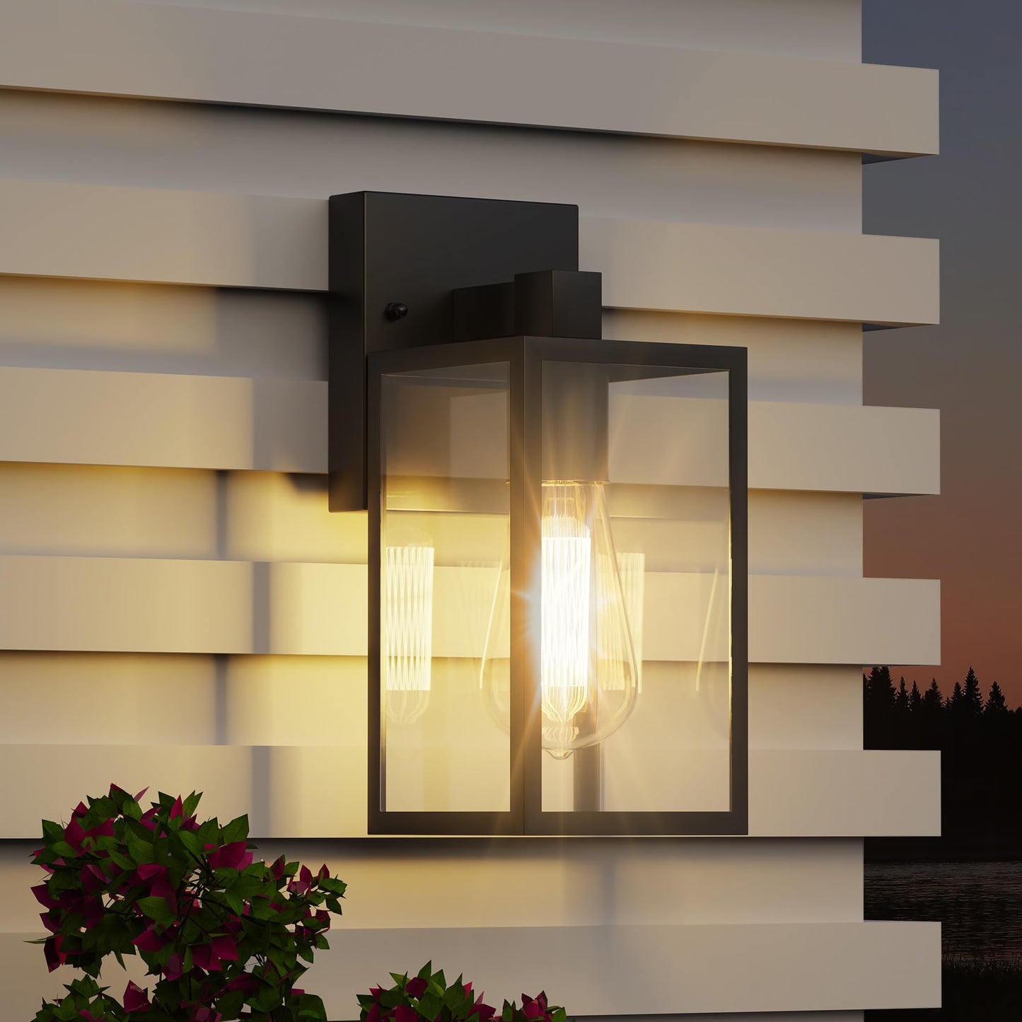 Wihtu Outdoor Sconce Lights - Waterproof Black Wall Lanterns, Metal, Model Wtwl161Ab2, 2 Pack For Garage & Doorway