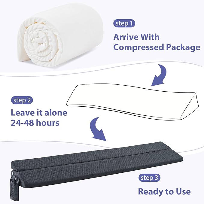 Bed Wedge Pillow for Headboard - Wedge Pillow Headboard King(76"x10"x6") - Foldable Bed Gap Filler/Headboard Pillow/Mattress Wedge - Fill Gap (0-8") Between Headboard and Mattress - AshGray