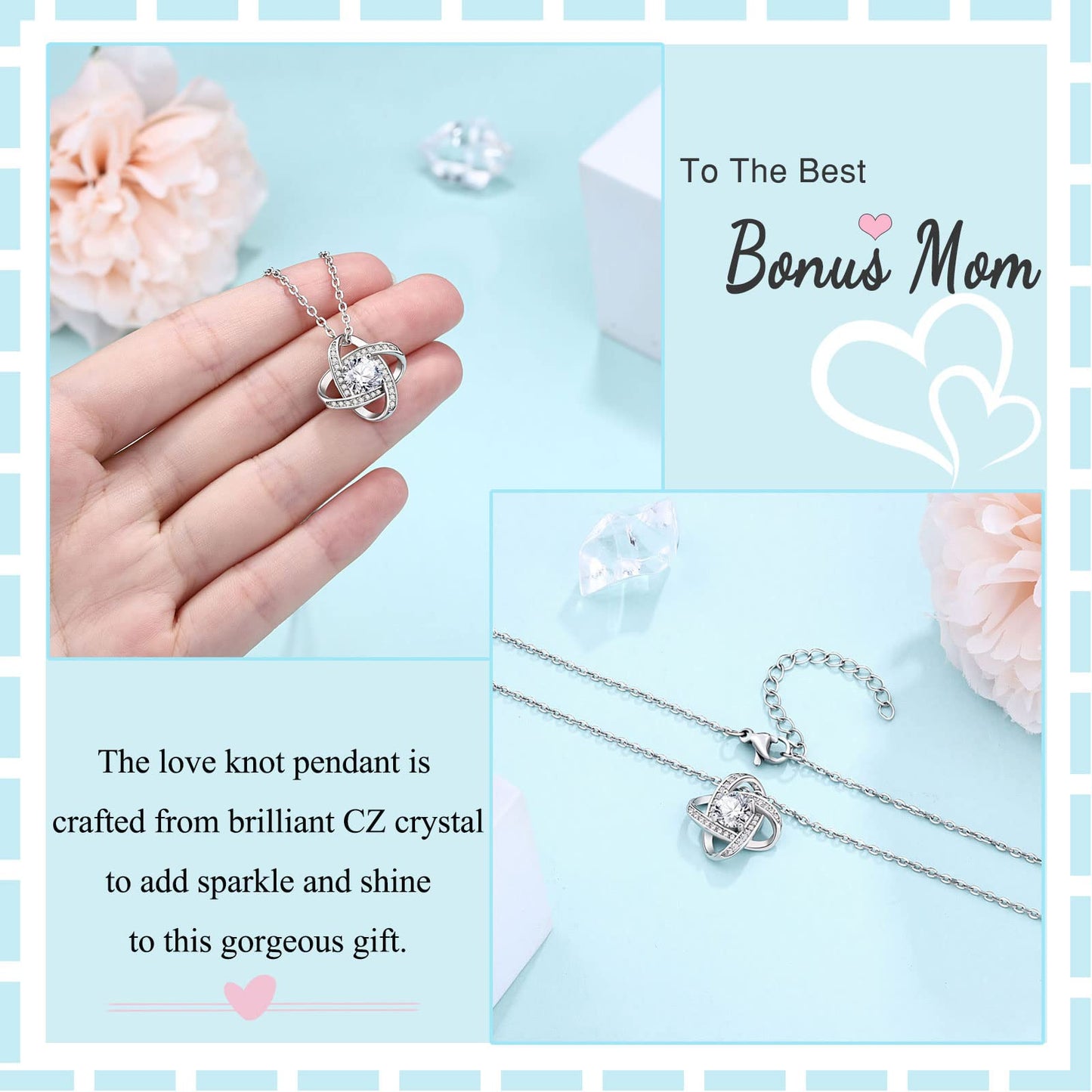UNGENT THEM Bonus Step Mom Necklace Christmas Birthday Mother's Day Gifts from Daughter Second Foster Adoption