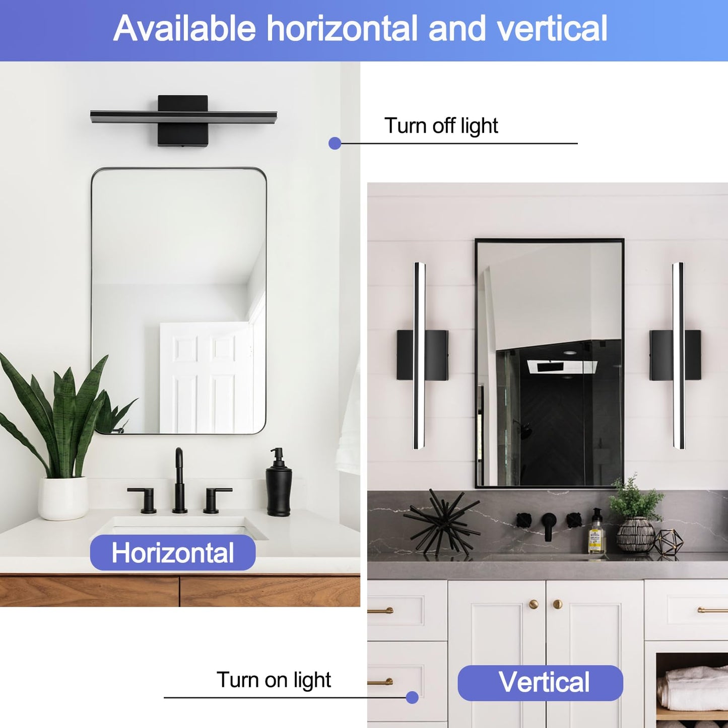 BRIVOLART Bathroom Vanity Lights 16 Inch LED Metal Black 9W 6000K Model 6420