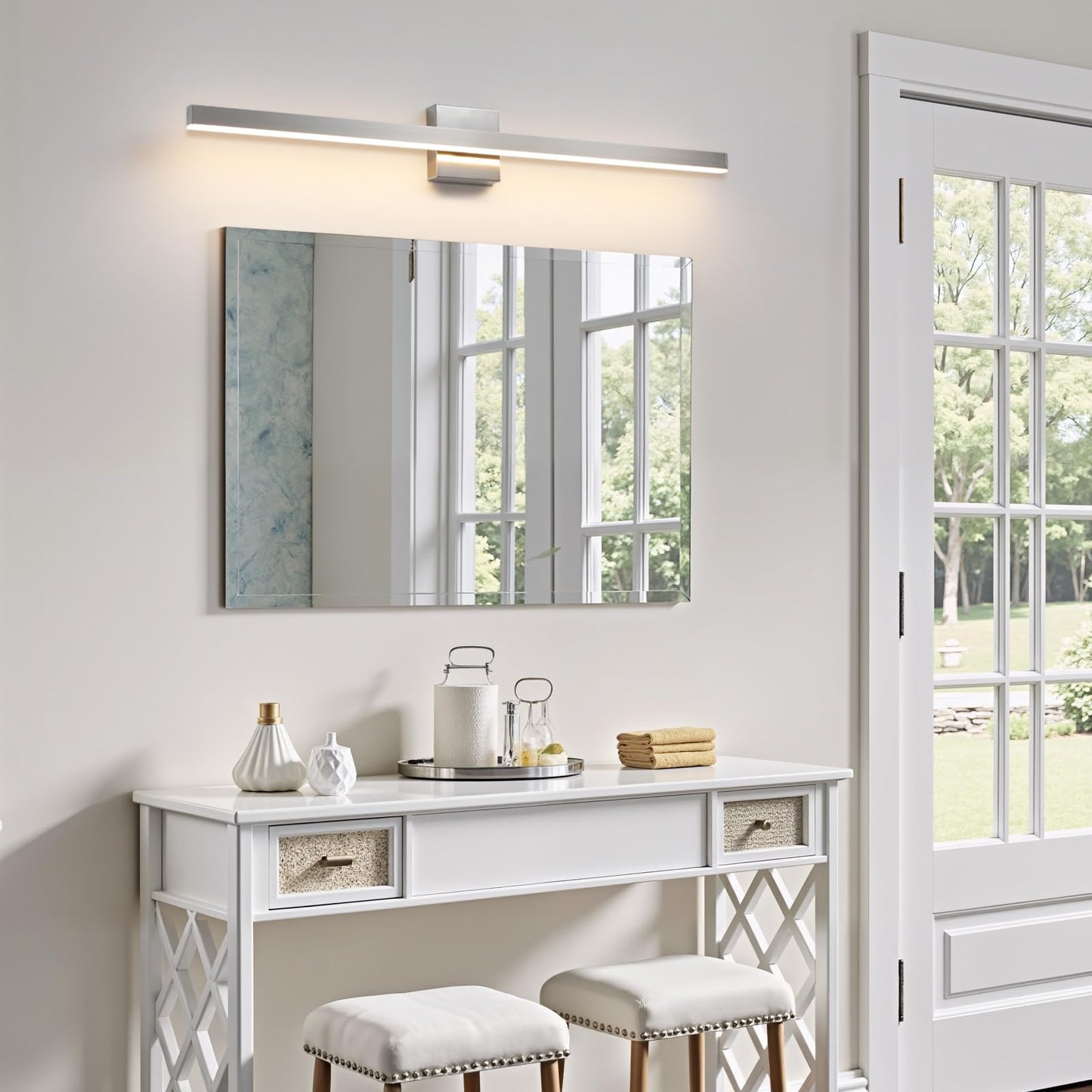 Kaisite Brushed Nickel Vanity Light For Bathroom Above Mirror 39 Inch Led 5Cct Bathroom Lighting Fixtures Dimmable Modern Bath Wall Light Fixture Over Mirror