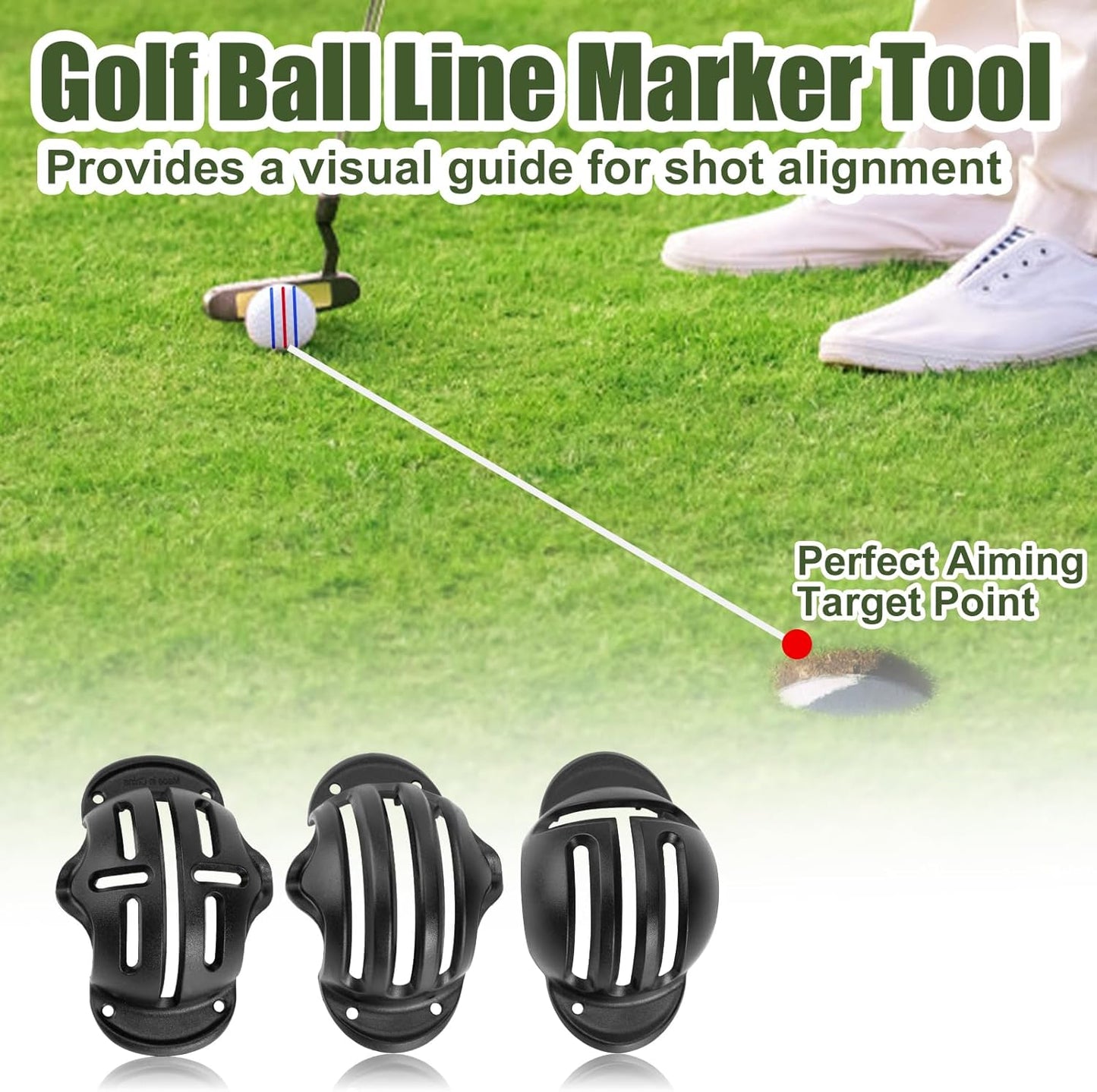 chfine Golf Ball Marker Set with 3 Golf Ball Marker Stencils and 3 Colors Golf Ball Markers, Golf Ball Line Marker Tool with Case, Golf Ball Alignment Marking Tool, Golf Accessories for Men and Women