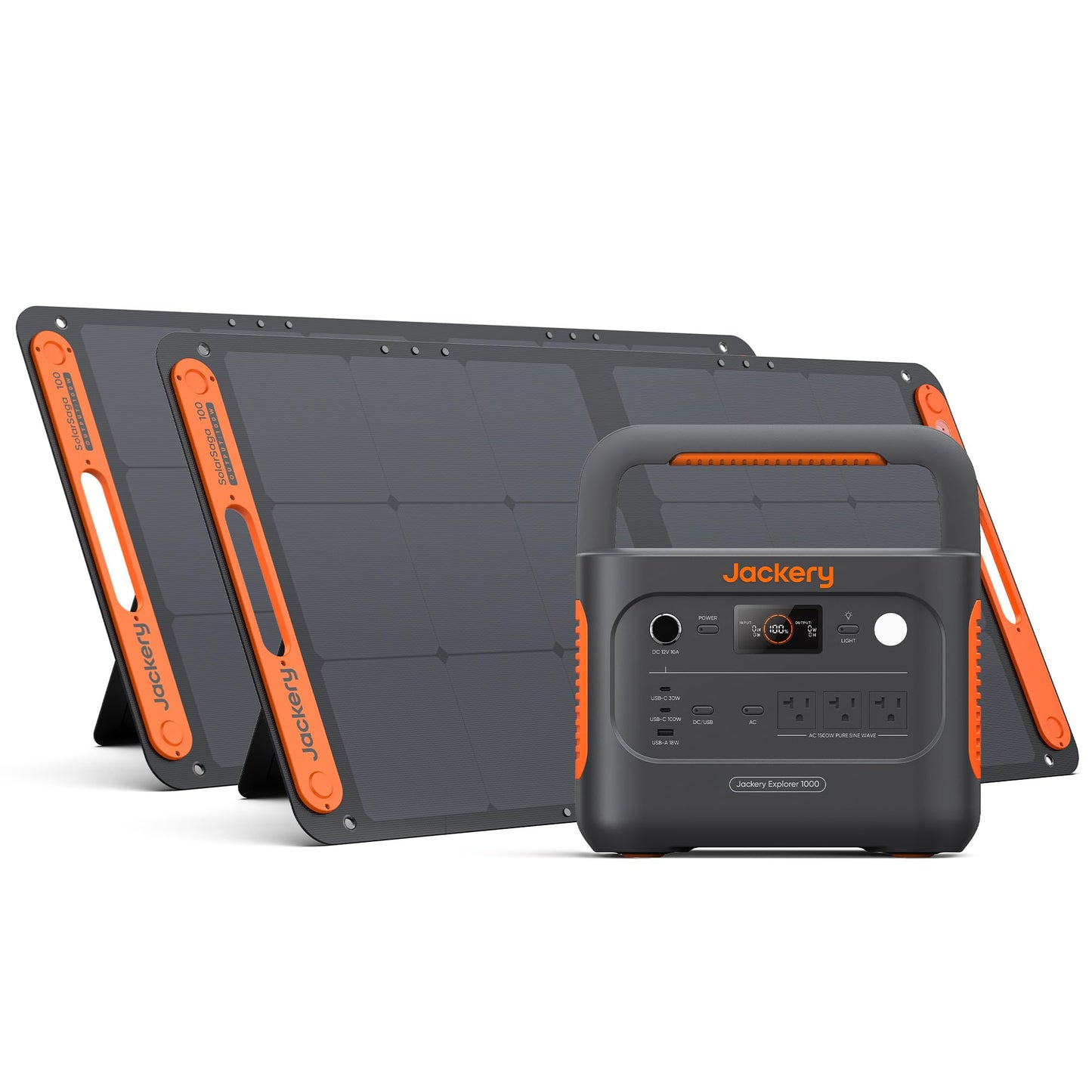 Jackery Solar Generator 1000 v2 with 2x100W Solar Panel,1070Wh Portable Power Station LiFePO4 Battery,1500W AC/100W USB-C Output
