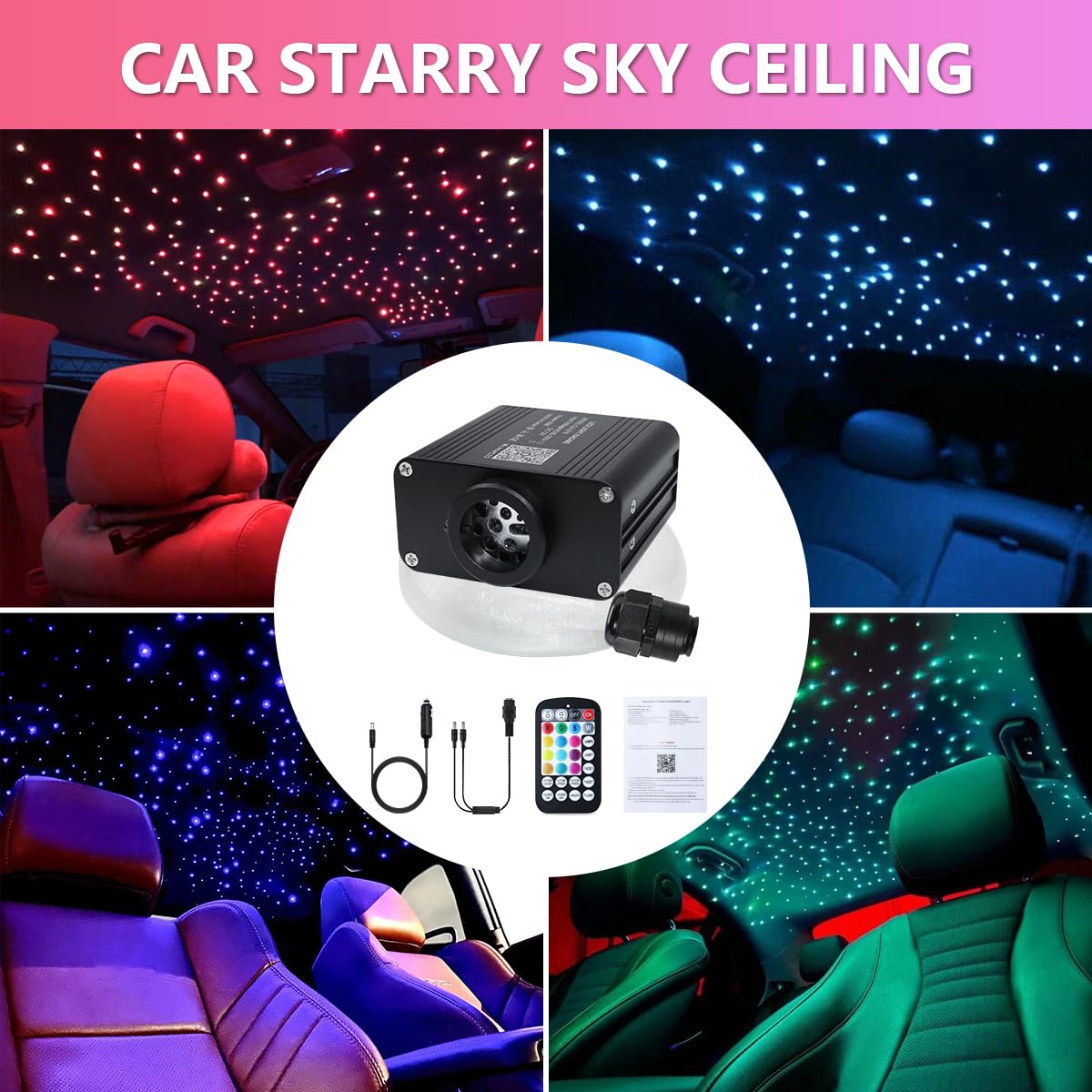 WEBUPAR 16W Starlight Headliner Kit RGBW Fiber Optic Lights 500pcs 6.5ft Model QJ-L016