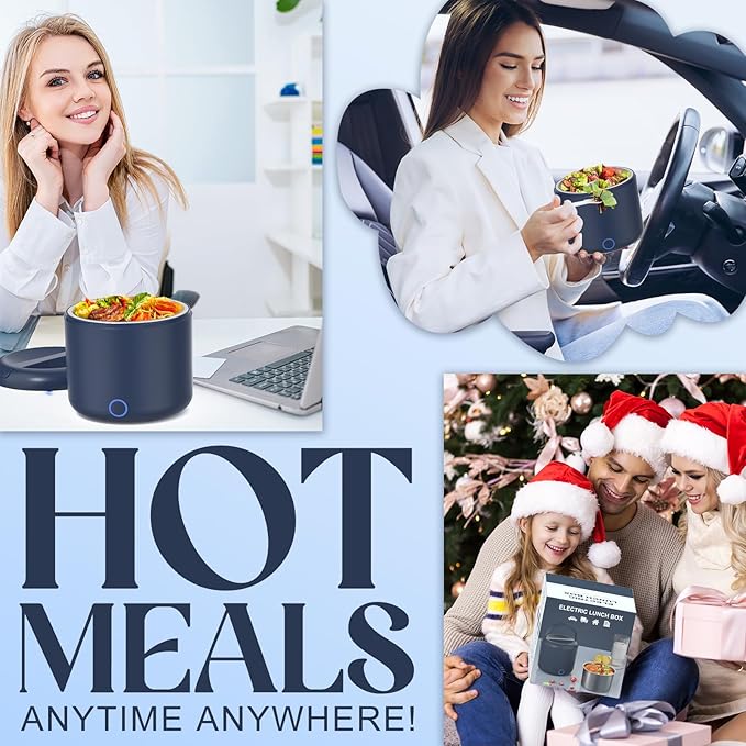 41-Ounce Electric Lunch Box 80W Heated Lunch Box, Portable Food Warmer for Work with 1.2L 304 Stainless Steel Container and 12V/24V/110V/220V Compatibility in Car Truck