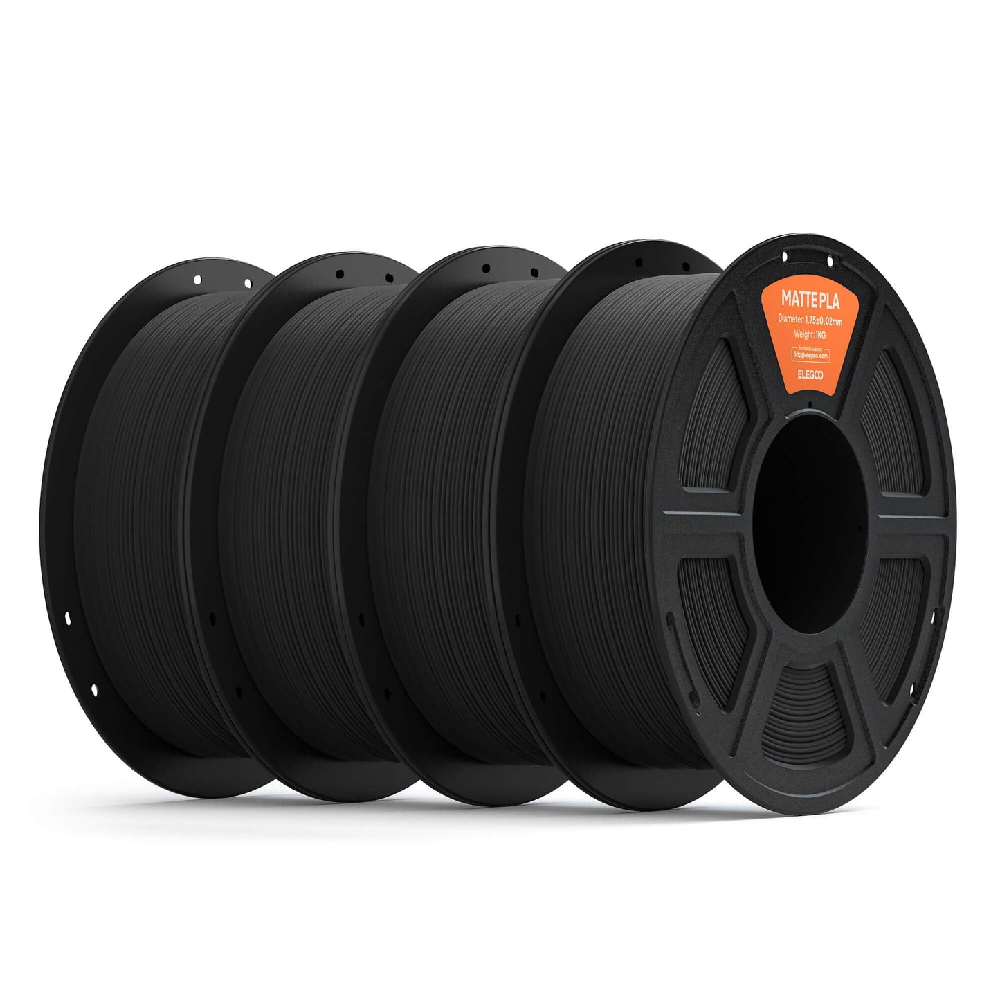 ELEGOO Matte PLA Filament 1.75mm Black 4KG, 3D Printer Filament High Precision, 4pcs 1kg Spool (2.2lbs) Fits for Most FDM 3D Pri