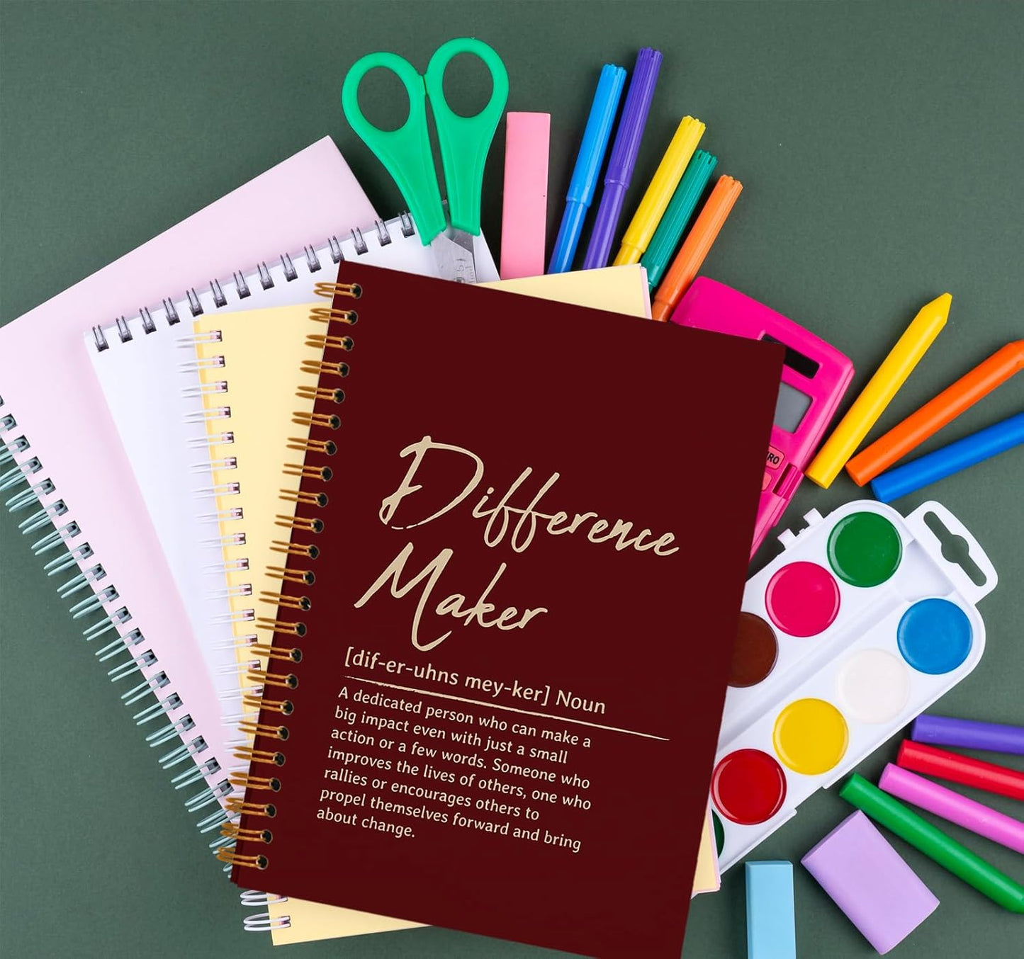 OXW Red Meeting Notebooks for Work, Difference Maker Gift Office Work Notebook Journal for Writing Note Taking, Thank You Gifts for Women Men Leader Boss Mentor Manager Principal, 5.5"x8.3"