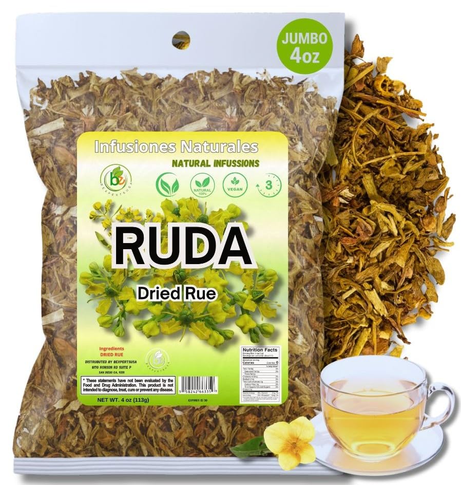 Ruda Seca T? - Rue Dried Herbs Tea - 4 oz (113 g) - Ruta Graveolens Loose Leaf - Traditional Herbal Infusion - 100% Natural Wildcrafted Vegan Non-GMO - by BexpertsUSA
