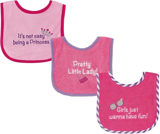 Luvable Friends Baby Cotton Terry Drooler Bibs with PEVA Back, Transportation, One Size