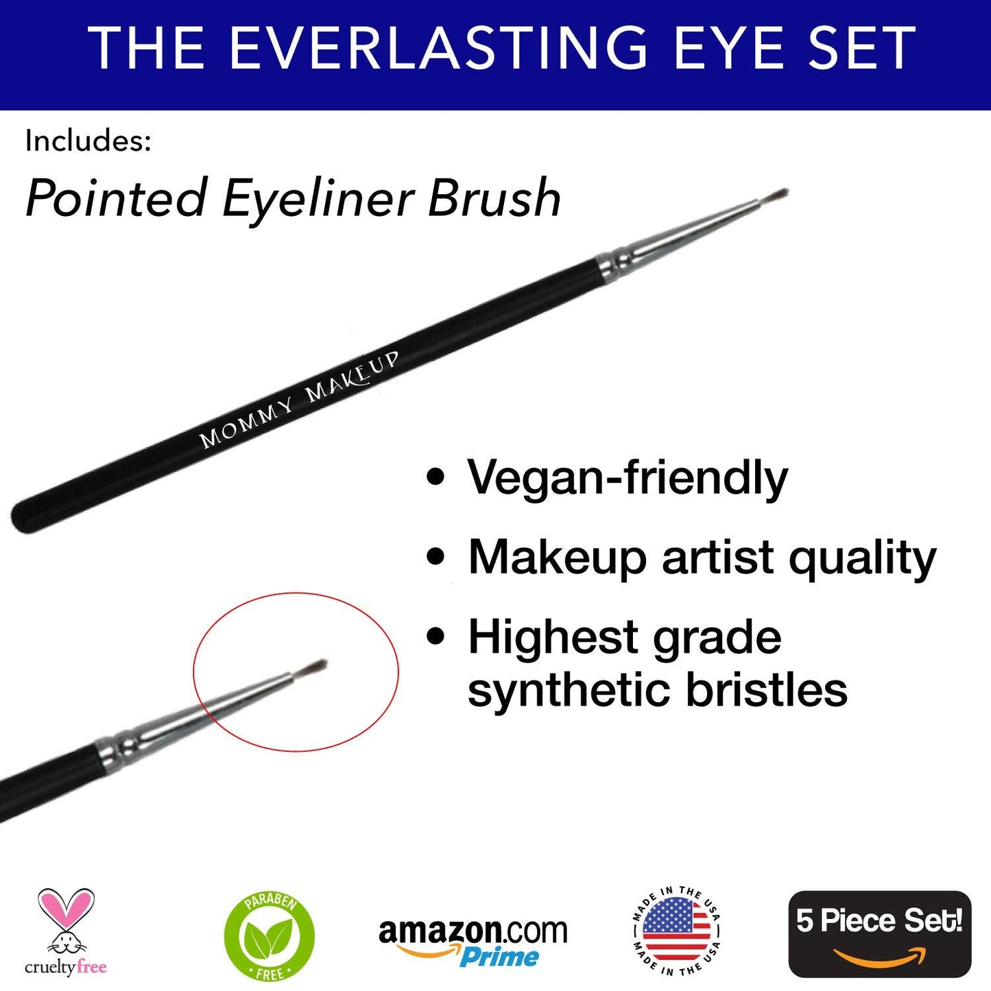 The Everlasting Eye 5 Piece Waterproof Makeup Set. Gel Eyeliner, Creme Eyeshadow, 2 brushes and Mesh Bag. Paraben-free, Talc-free, Cruelty-free. Nudetrality/Chocolate Kiss 2402