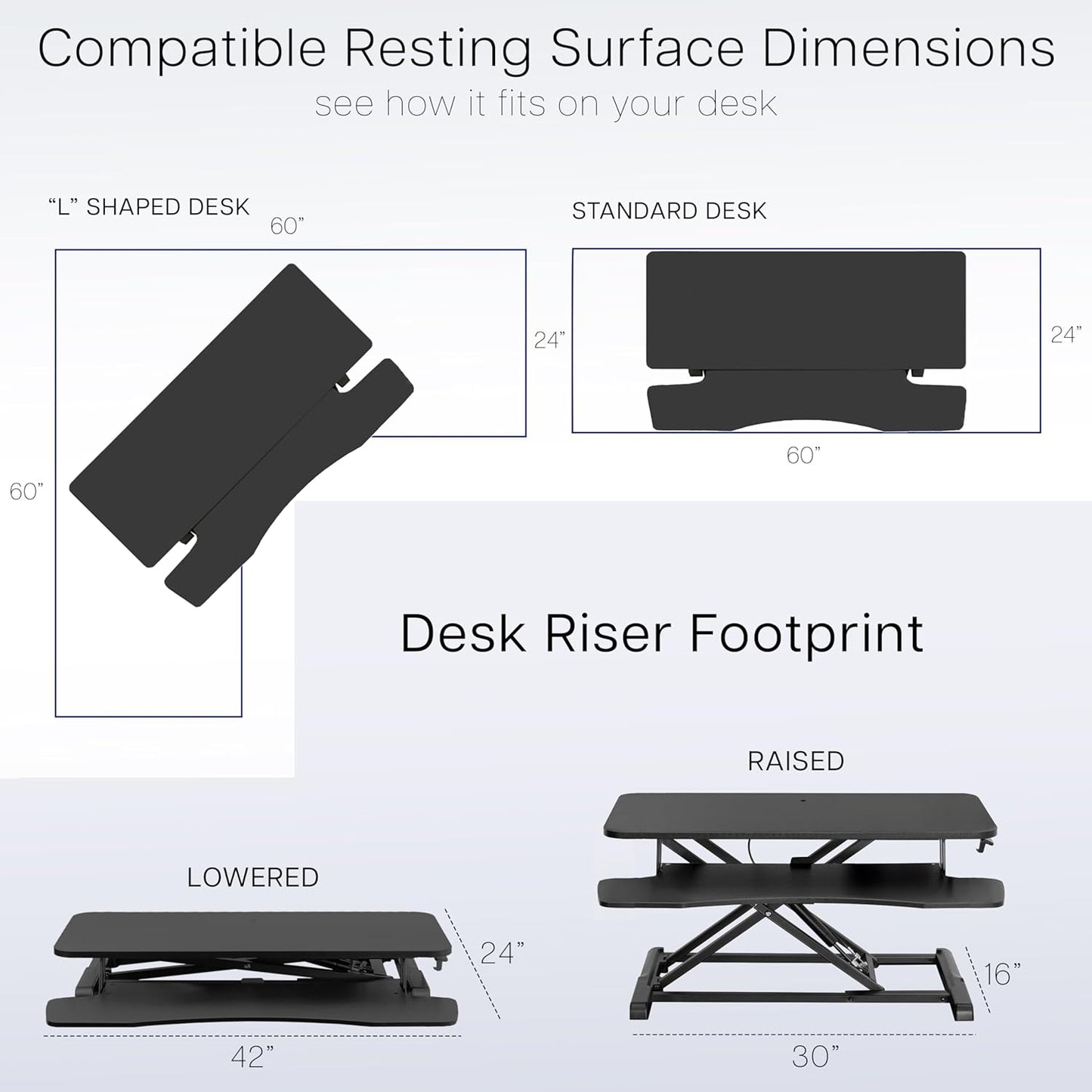 VIVO 42 inch Desk Converter, K Series, Height Adjustable Sit to Stand Riser, Dual Monitor and Laptop Workstation with Wide Keyboard Tray, Black, DESK-V042KB