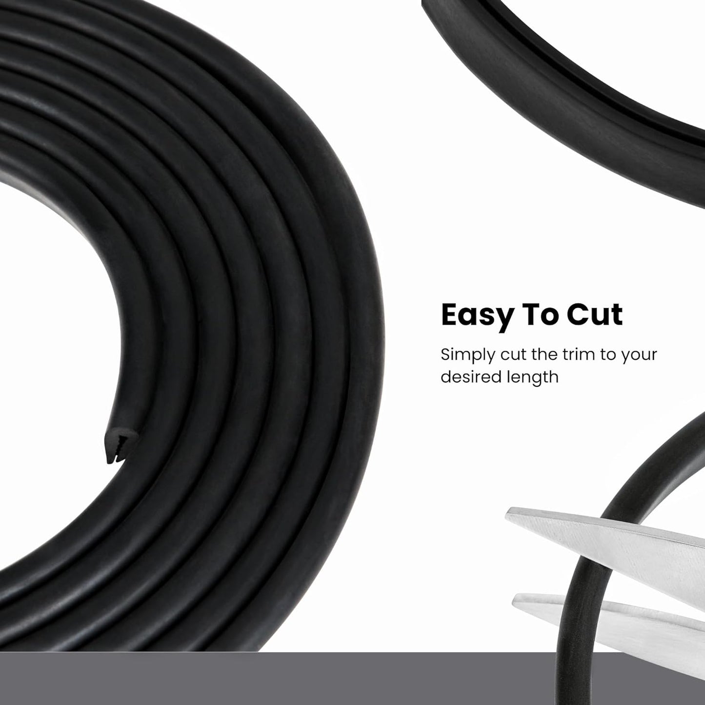 Black U Channel Edge Trim Seal EPDM 15/32" high x 19/64" Wide (160 Feet)