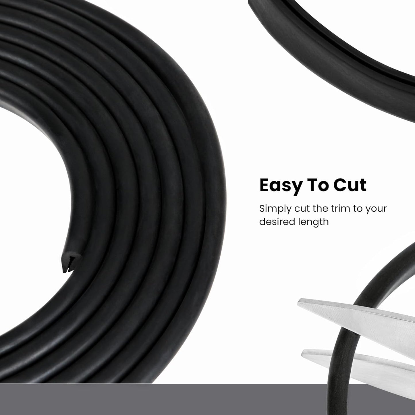 Black U Channel Edge Trim Seal EPDM 15/32" high x 19/64" Wide (33 Feet)