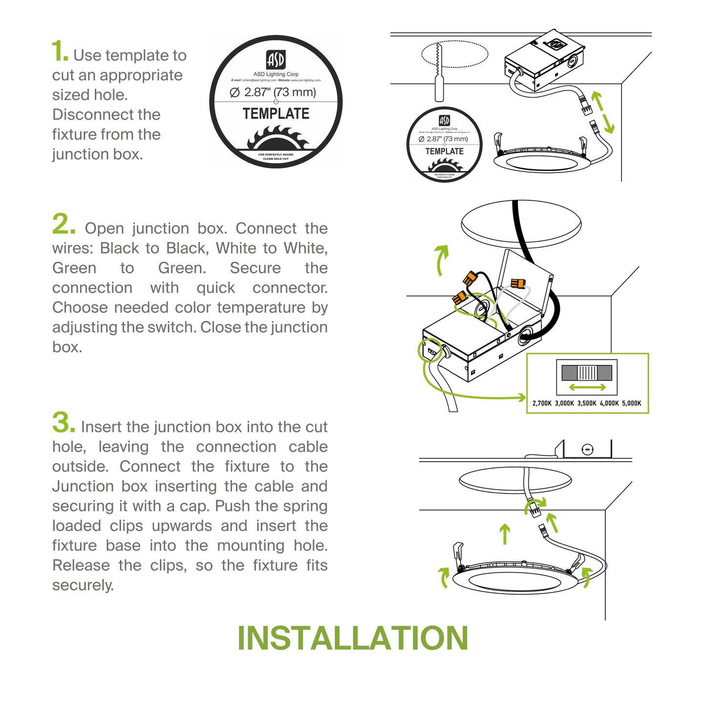 Asd 6 Pack 3 Inch Led Recessed Light 6W 5 Cct 2700K-5000K Cri90+ Ic Rated Ultra Thin Dimmable Ceiling Lights With J Box Canless Wafer Downlight Round Slim Panel Lighting Ul Energy Star White
