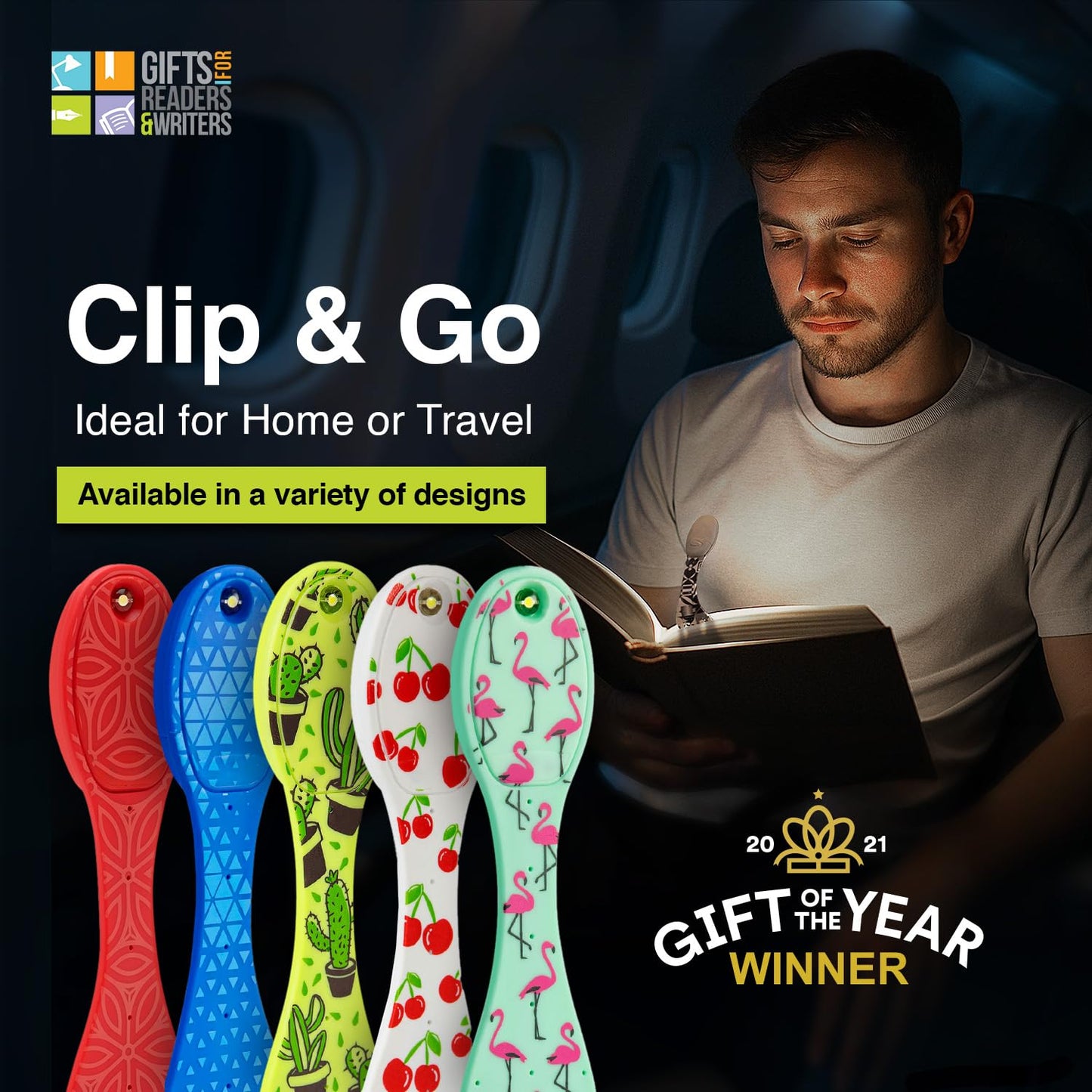 Gifts For Readers & Writers 2-In-1 Led Clip-On Bookmark Light | Battery Operated | Blue | Model 4947 | Essential For Book Lovers