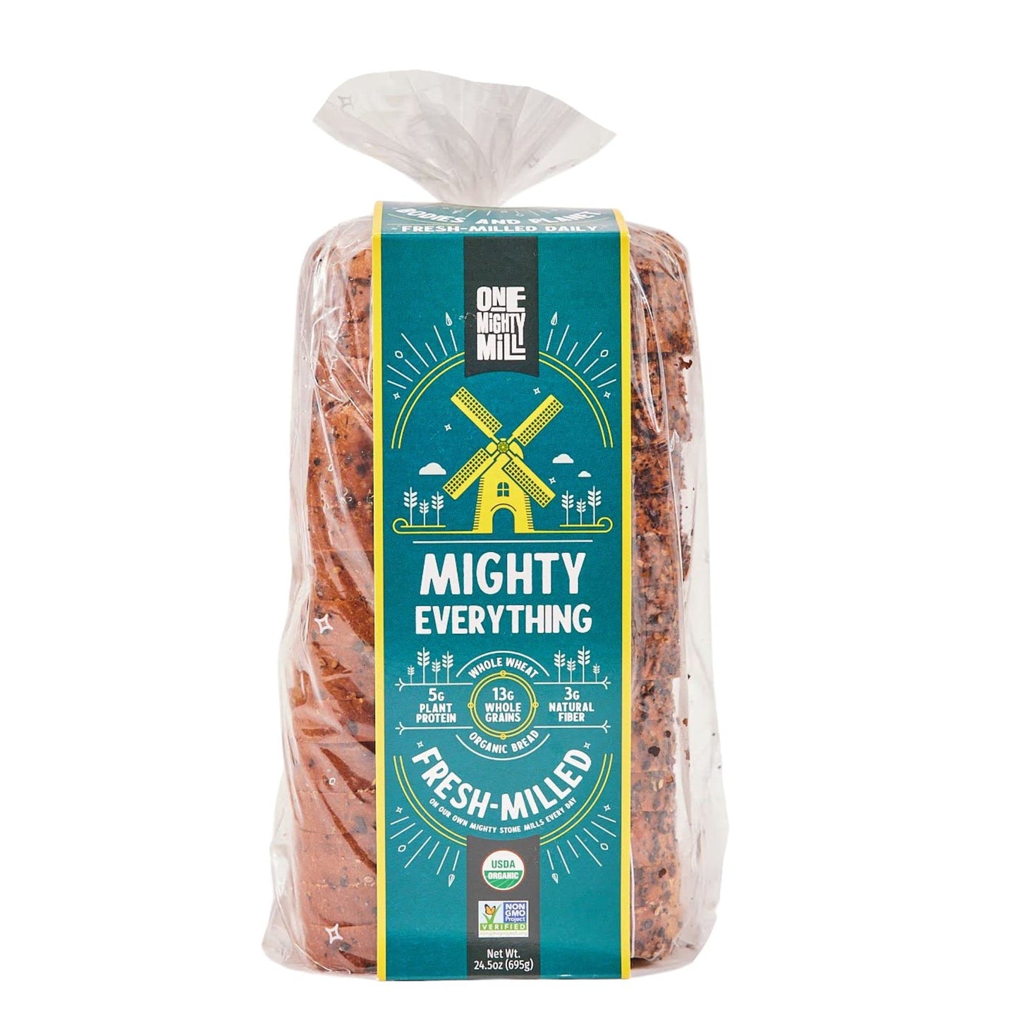 One Mighty Mill - Organic Whole Wheat Everything Bread - 100% Organic, Fresh-Milled, Stone-Ground Flour - No Preservatives or Ar