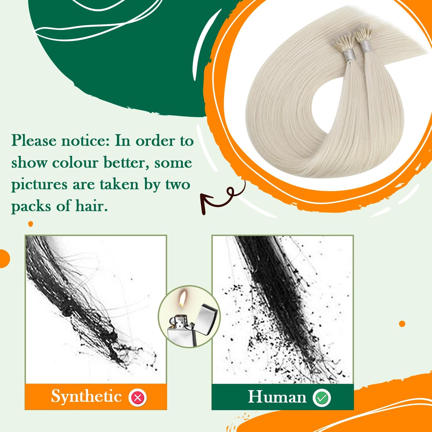 Easyouth Nano Extensions Human Hair Blonde Nanos Ring Hair Extensions White Blonde Nano Beads Extensions Glamorous Hair 14 Inch