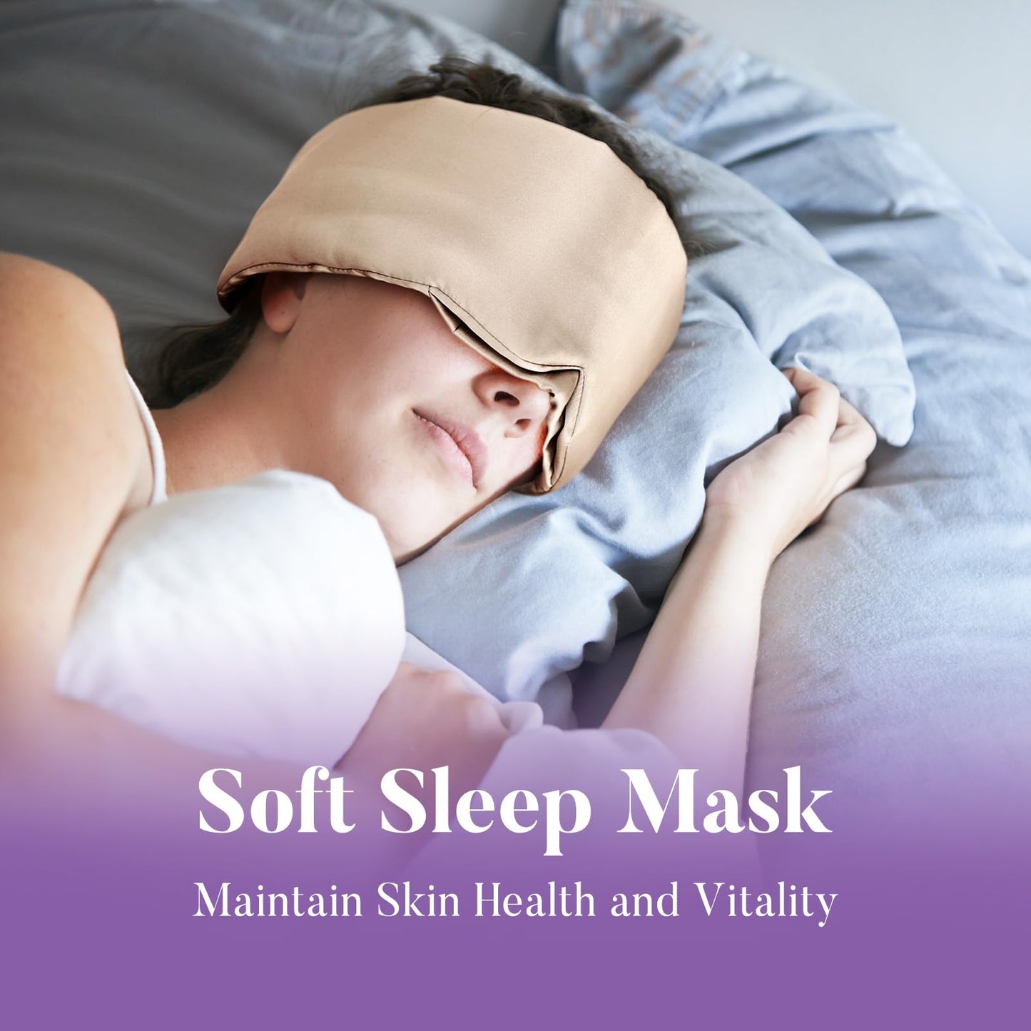 Okaydot Satin Sleep Mask - Updated Design Light Blocking Eye Mask for Men and Women, Soft and Comfortable Night Sleeping Mask, Eye Cover for Travel/Sleeping (Camel)