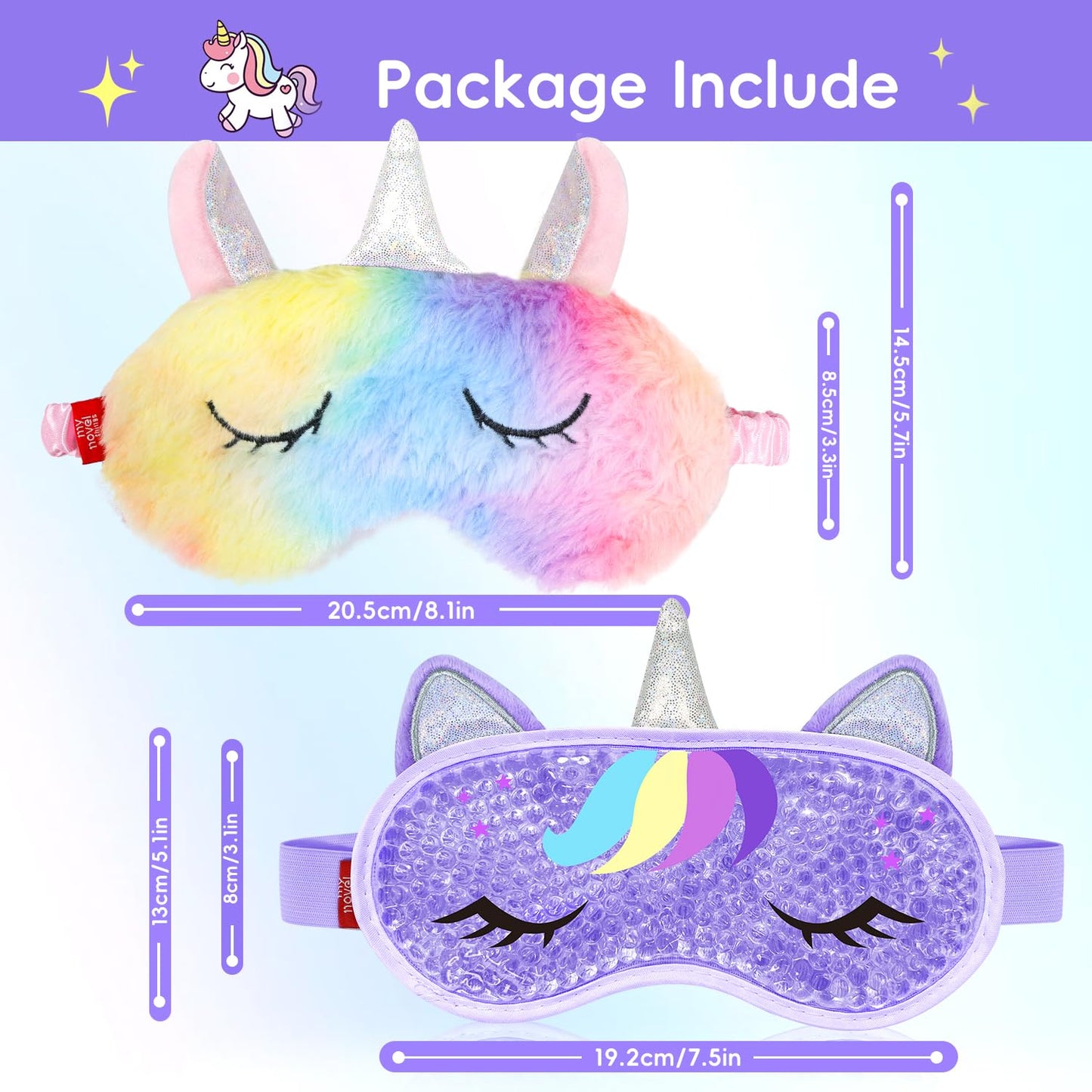 my novel things Cooling Eye Mask and Sleep Mask Cover Rainbow Birthday Cute Gifts Teens Women, Cold Warm Compress for Dry Eyes Spa at Home Travel Plush Blindfold Sleeping