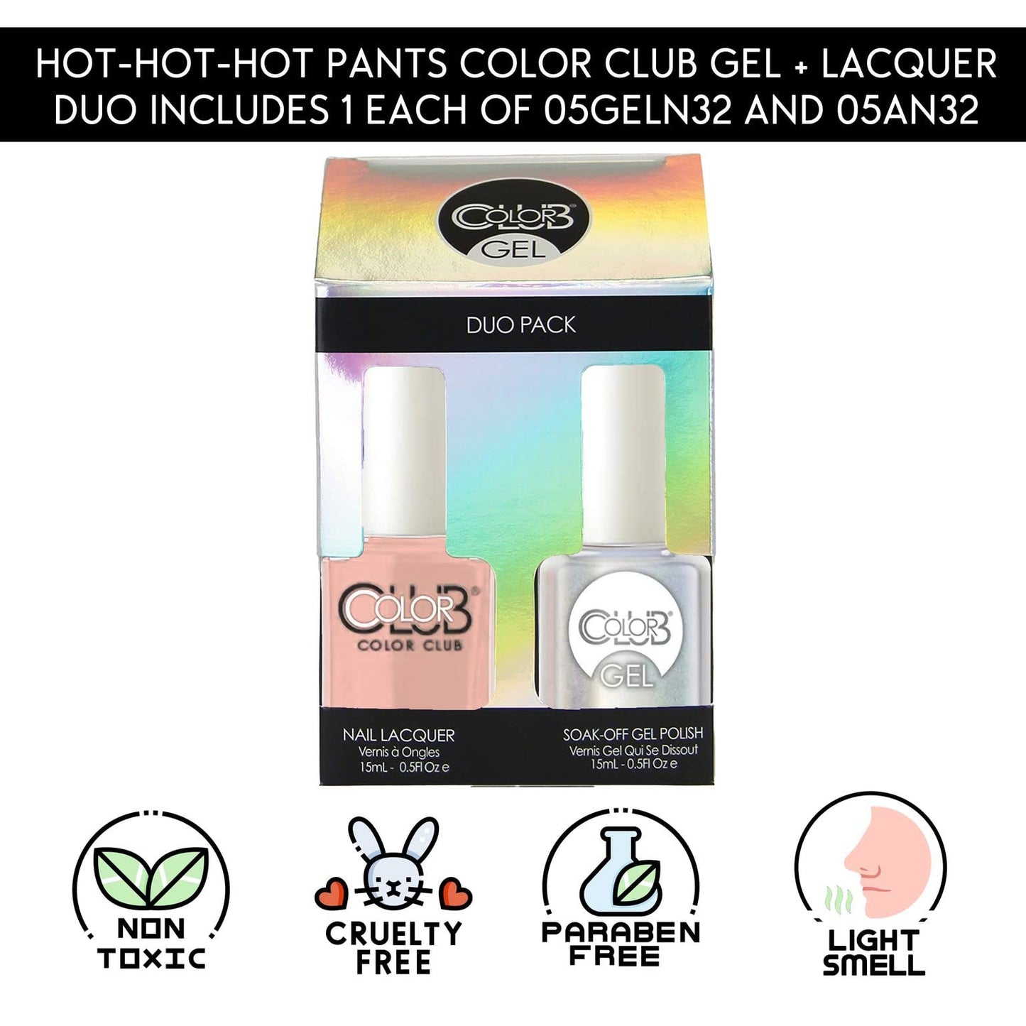 Color Club Hot-hot-hot Pants Color Club Gel + Lacquer Duo Includes 1 Each Of 05geln32 and 05an32, 0.5 fluid_ounces