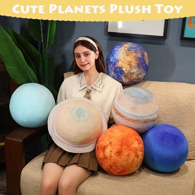 Ultra-ealistic 3D Planet ,Moon ,Earth,The Sun,Pillow Plush Toys,for Kids Teens Adults, for Teachers and Parents, Educational Toy Learning, 10.6 in (Mercury)