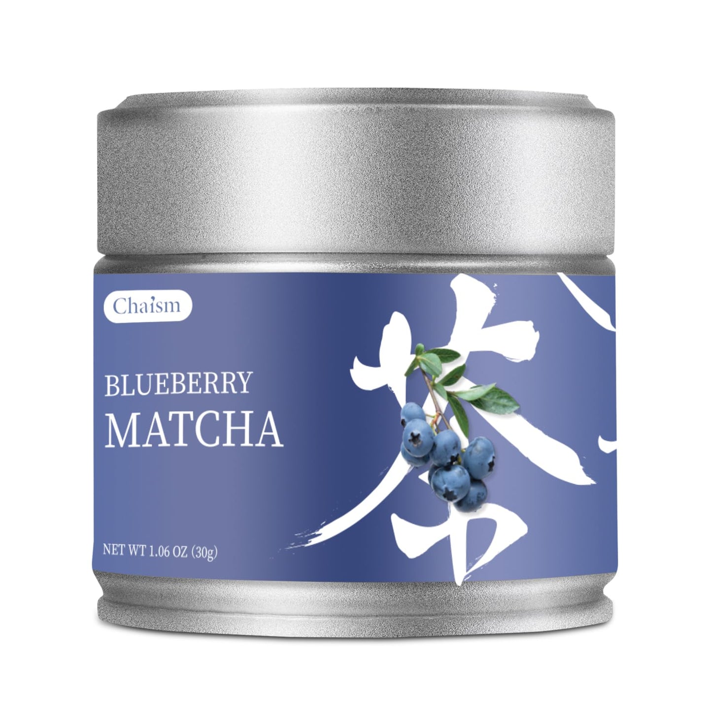Chaism Blueberry Matcha Latte Mix - enhanced Matcha Green Tea Powder Gluten-Free Vegan 1.06oz Tin