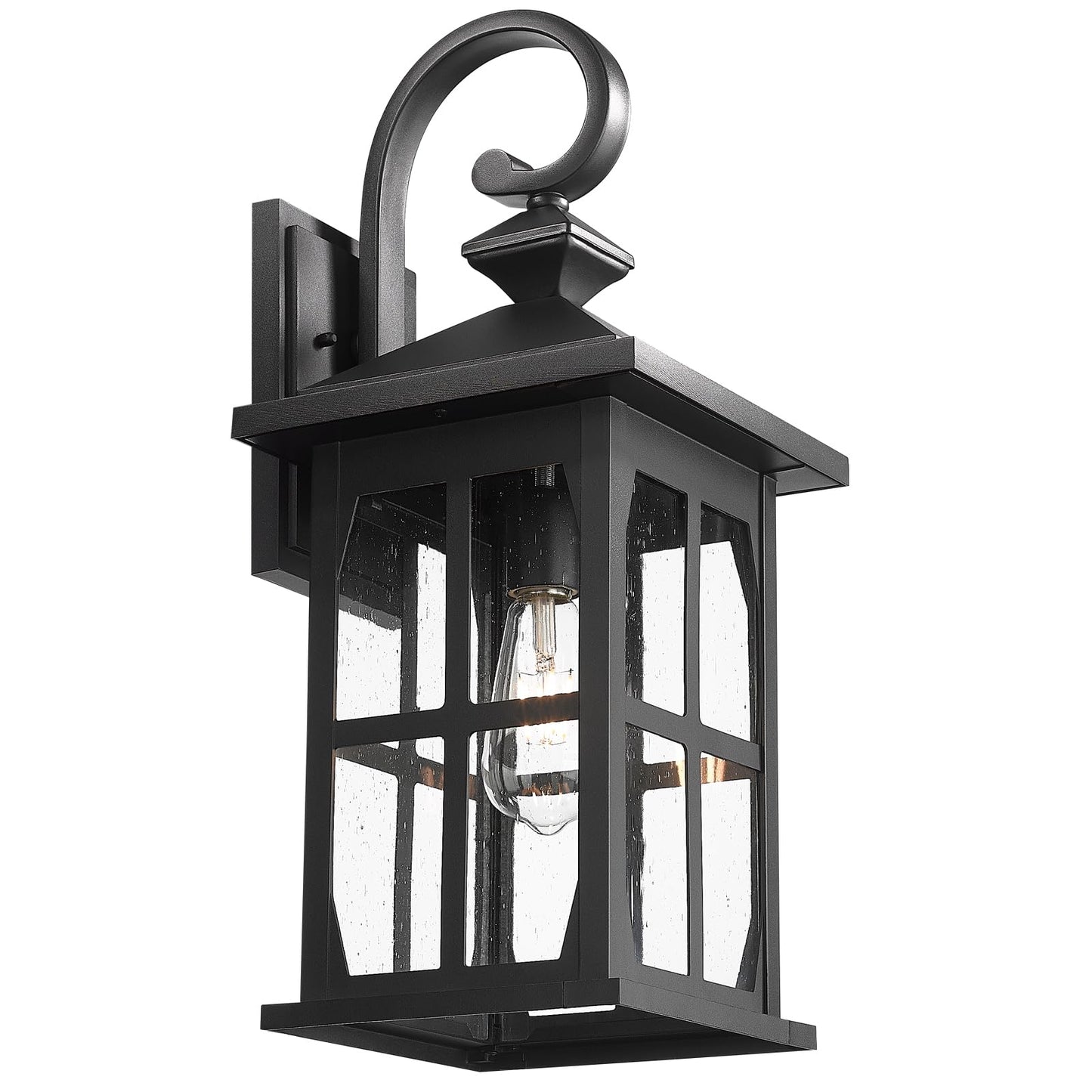 Darkaway Large Outdoor Light Fixtures Wall Mount 21Inch Outdoor Wall Lights Exterior Lighting Fixtures Waterproof Black Outside Wall Sconce With Seeded Glass For House Porch Hallway Garage Front Door