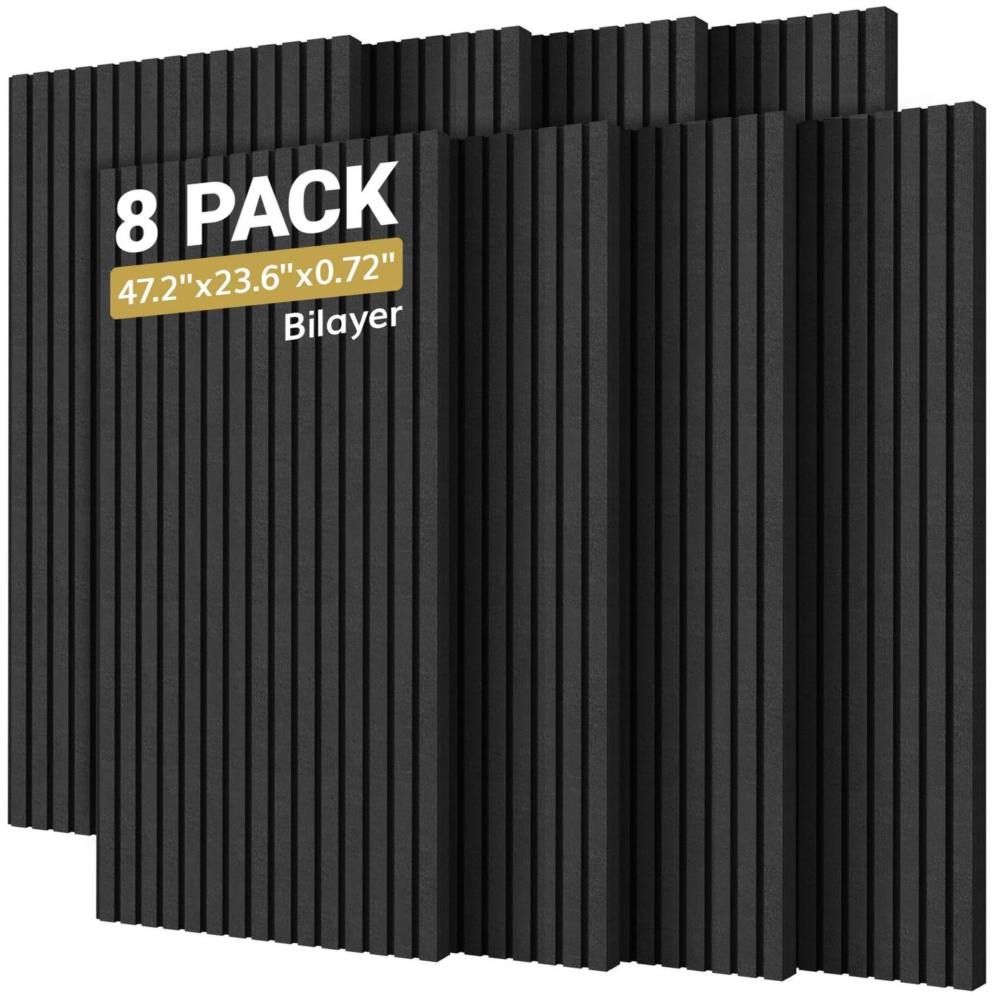 TONOR 8-Pack Bilayer Acoustic Panels Large Self-adhesive, 47.2 * 23.6 * 0.72 Adhesive Wall Panel, Large Soundproof Tiles