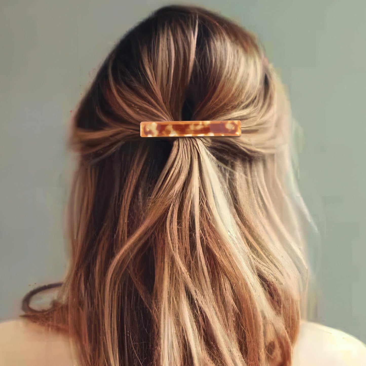 STSTR 4PCS French Barrette Hair Clips for Women, 2.95 Inch Small Tortoise Shell Hair Clip, Curved Glossy Thin Hair Flat Hair Acc