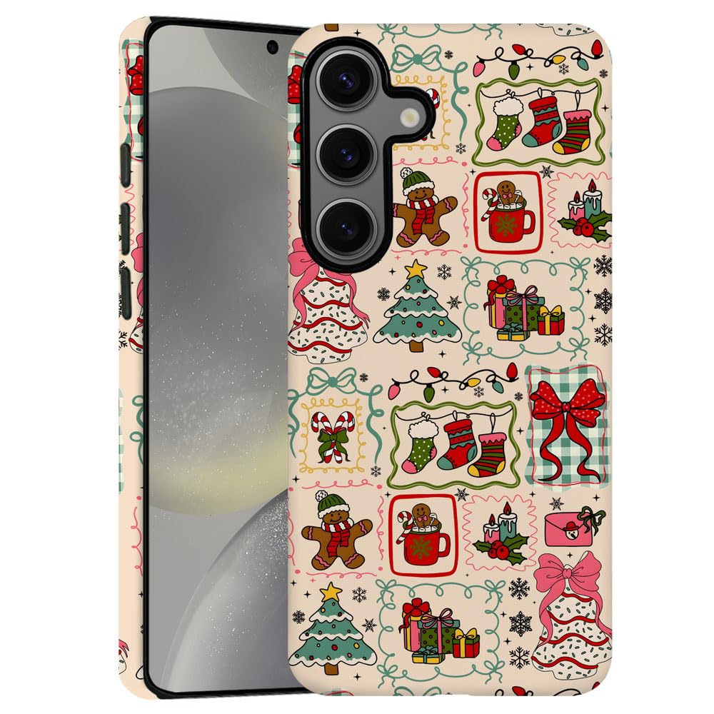 Case for Samsung Galaxy S23 FE,Christmas Tree Gingerbread Man Phone Case Military-Grade Drop Protection Cover for Women Girl - F