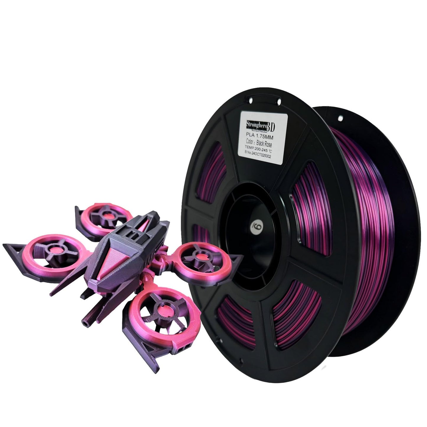 Stronghero3D PLA 3D Printer Filament 1.75mm,Black Rose Color,Multi Color Filament,Accuracy +/-0.05mm Net Weight 1kg(2.2lbs)